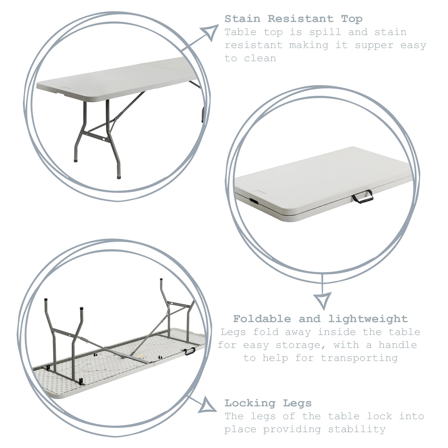 Klapptisch für Veranstaltungen - 244 cm lang - Klappbar - Einfache