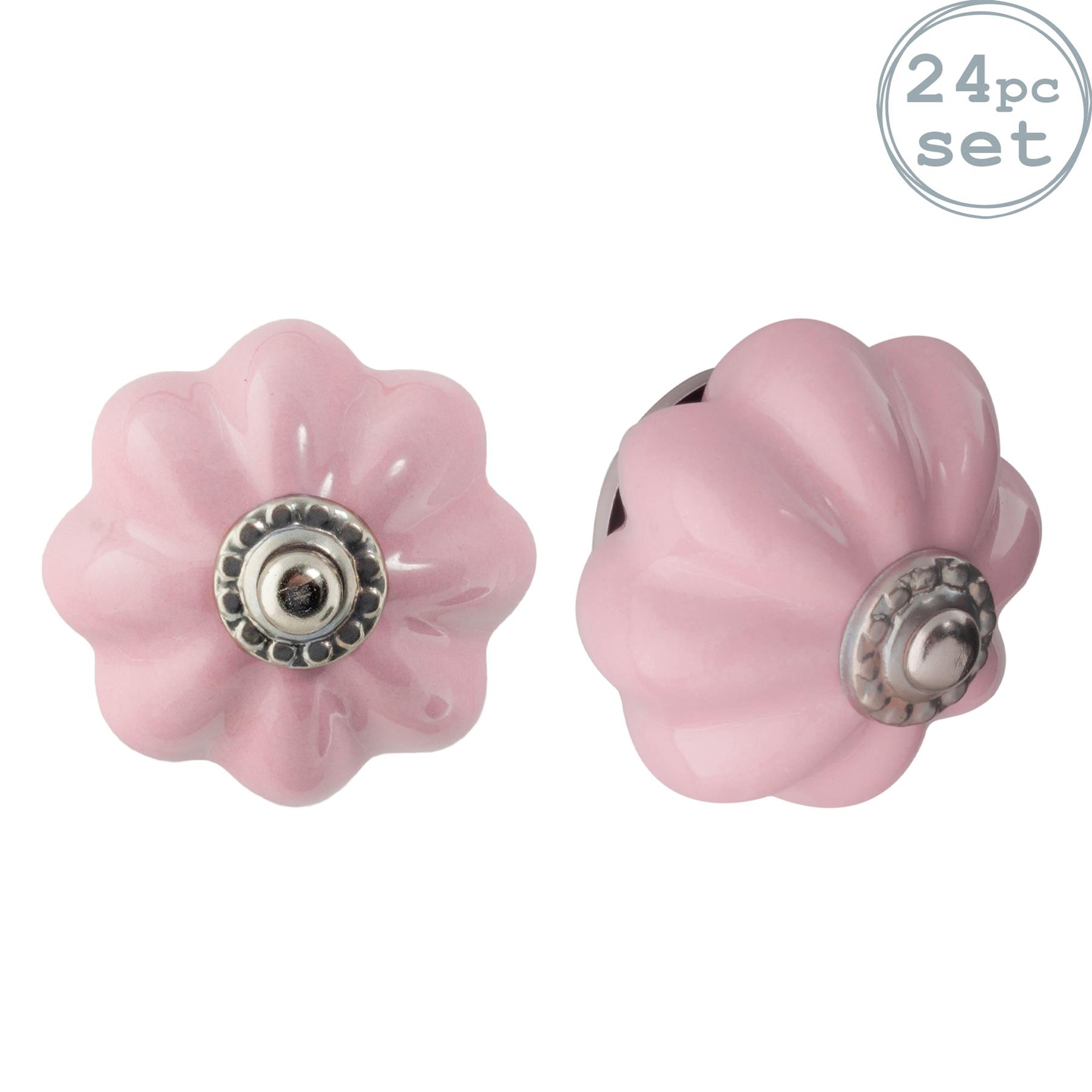 x6 Pink Ceramic Door Knobs Cabinet Drawer Luxury Handle Set