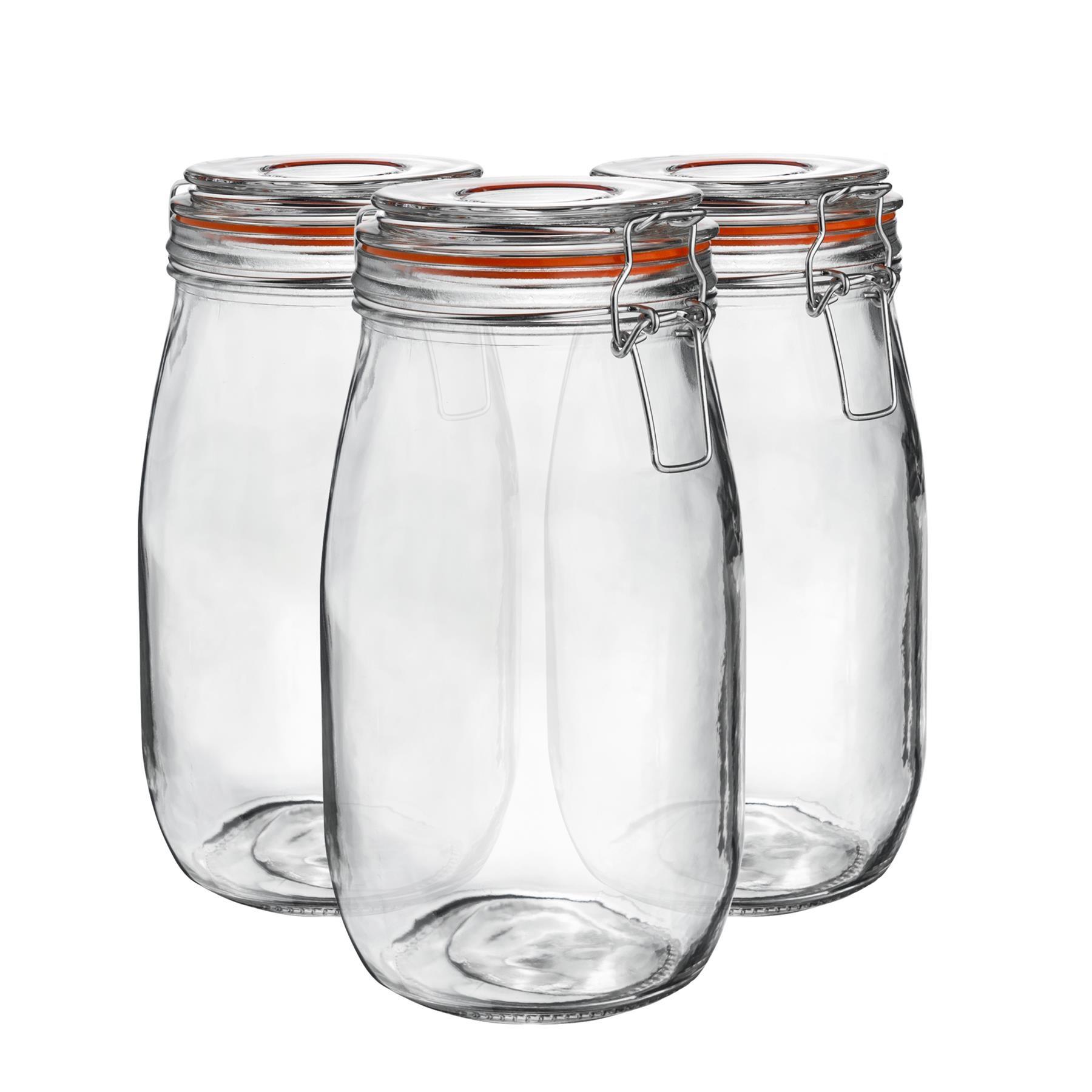 Glass Storage Jars Airtight Clip Top Lid Food Preserve Preserving Jar 1.5L x3 - Picture 14 of 27
