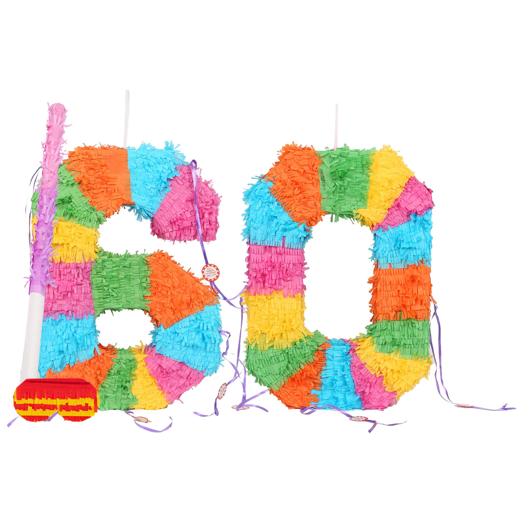 Party Pinatas Set with Stick & Blindfold Pink Stick Birthday Party Game - Picture 115 of 148