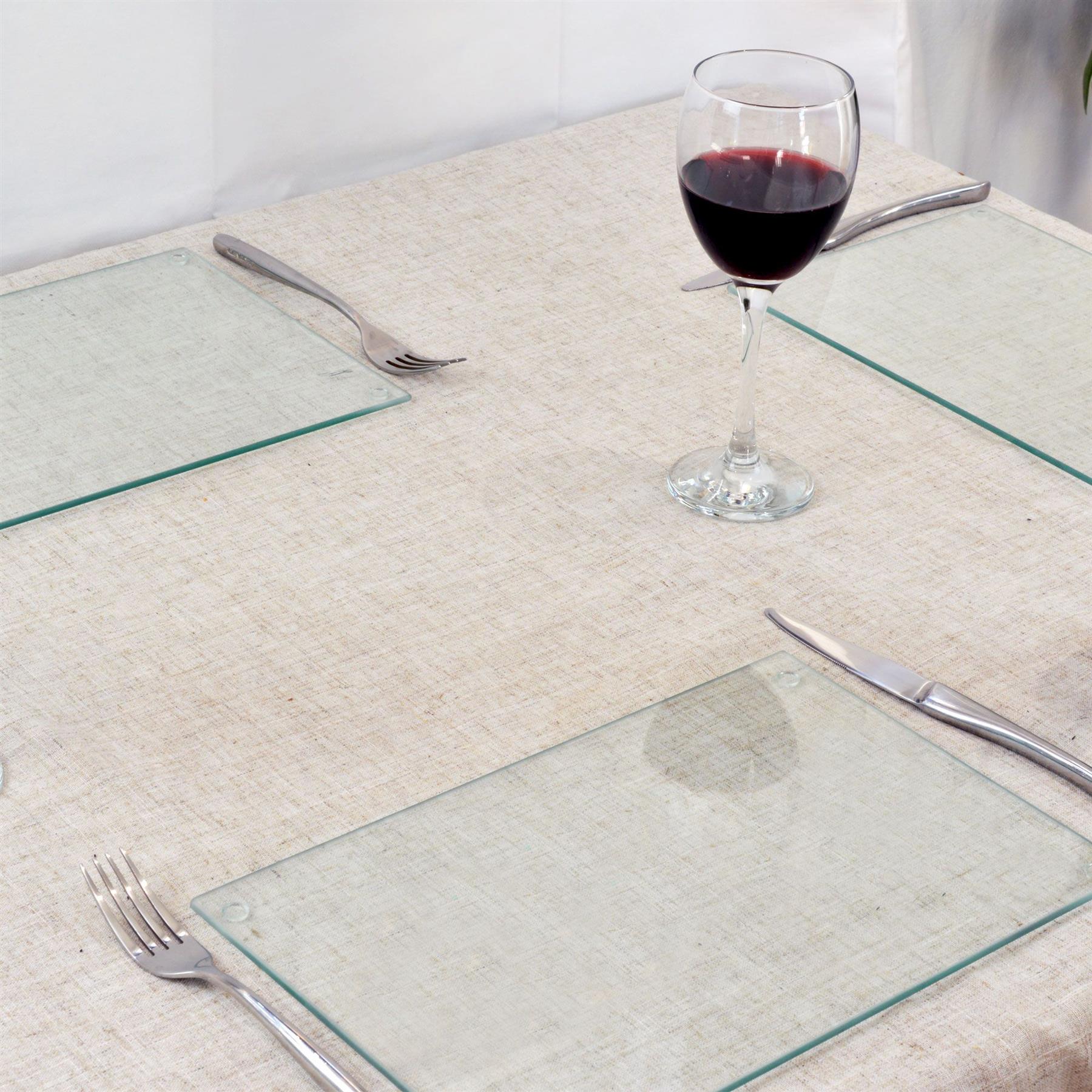 12pc Glass Placemats & Square Coasters Set Table Place Mats Set 30cm x 20cm - Picture 11 of 26