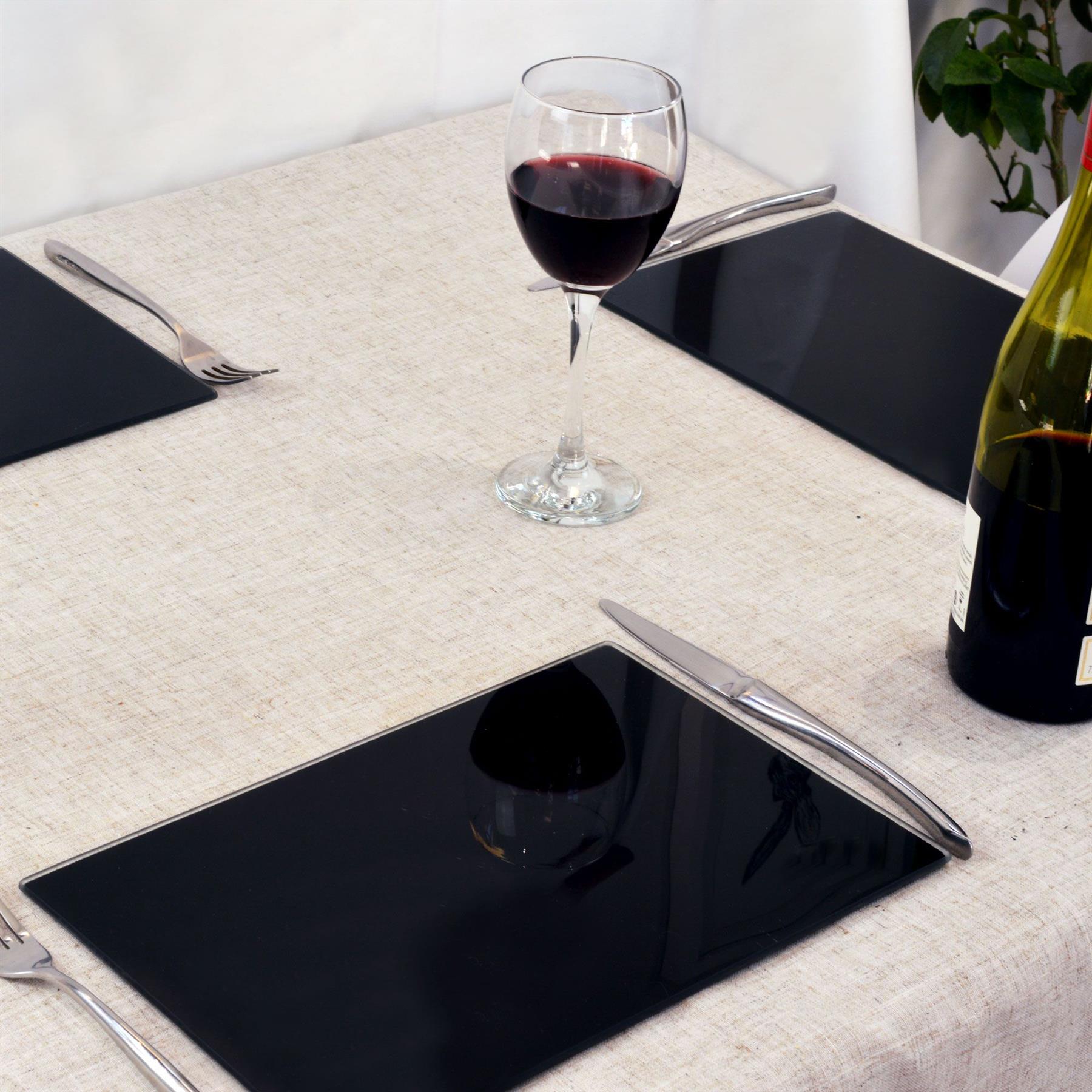 12pc Glass Placemats & Square Coasters Set Table Place Mats Set 30cm x 20cm - Picture 6 of 26