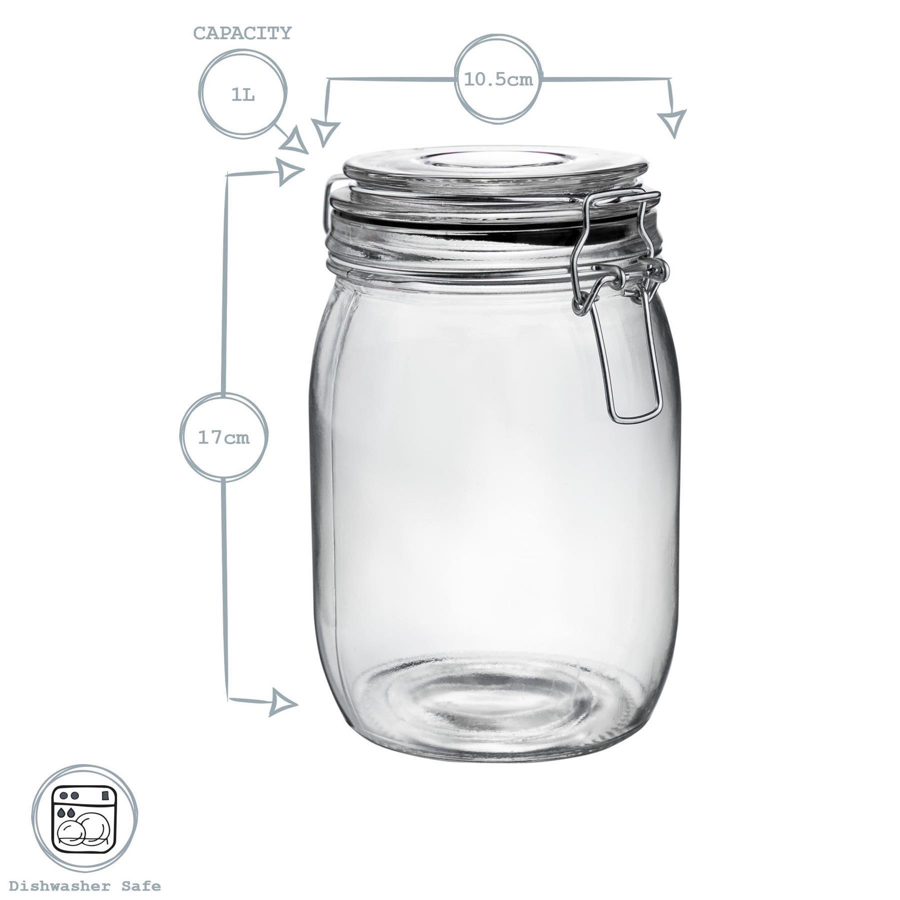 Glass Storage Jars Airtight Clip Top Lid Food Preserve Preserving Jar 1 Litre x6 - Picture 9 of 27