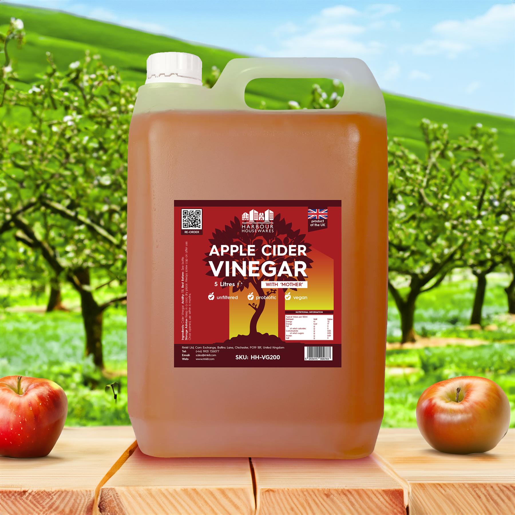 Apple Cider Vinegar with The Mother 5L Raw Unfiltered Live ACV - 5% Acidity - Picture 3 of 10