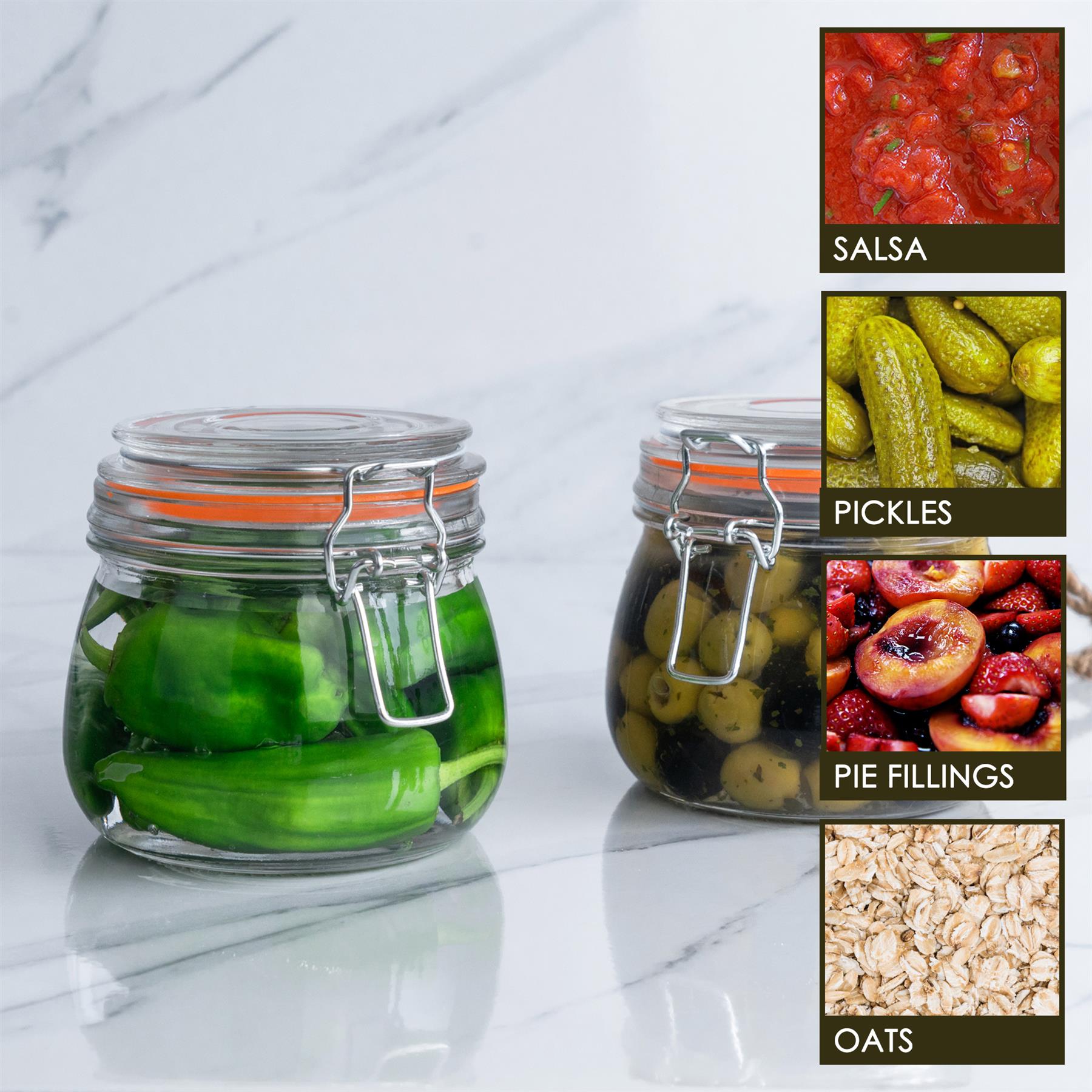 Glass Storage Jars Airtight Clip Top Lid Food Preserve Preserving Jar 500ml x3 - Picture 11 of 27