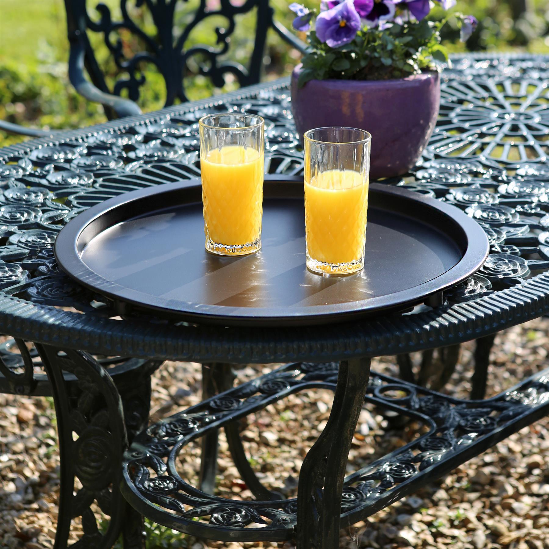 Matt Round Steel Tray Table Foldable Living Room Sofa Side End Coffee Tables - Picture 10 of 35