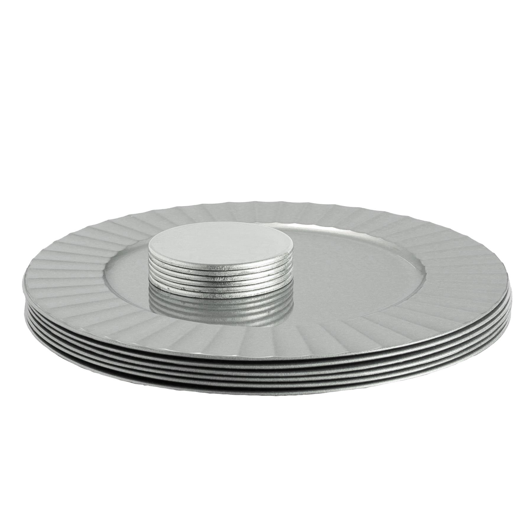 Juego de 12 placas de cargador redondas con posavasos 33 cm diseño flauta boda fiesta plato - Imagen 8 de 11