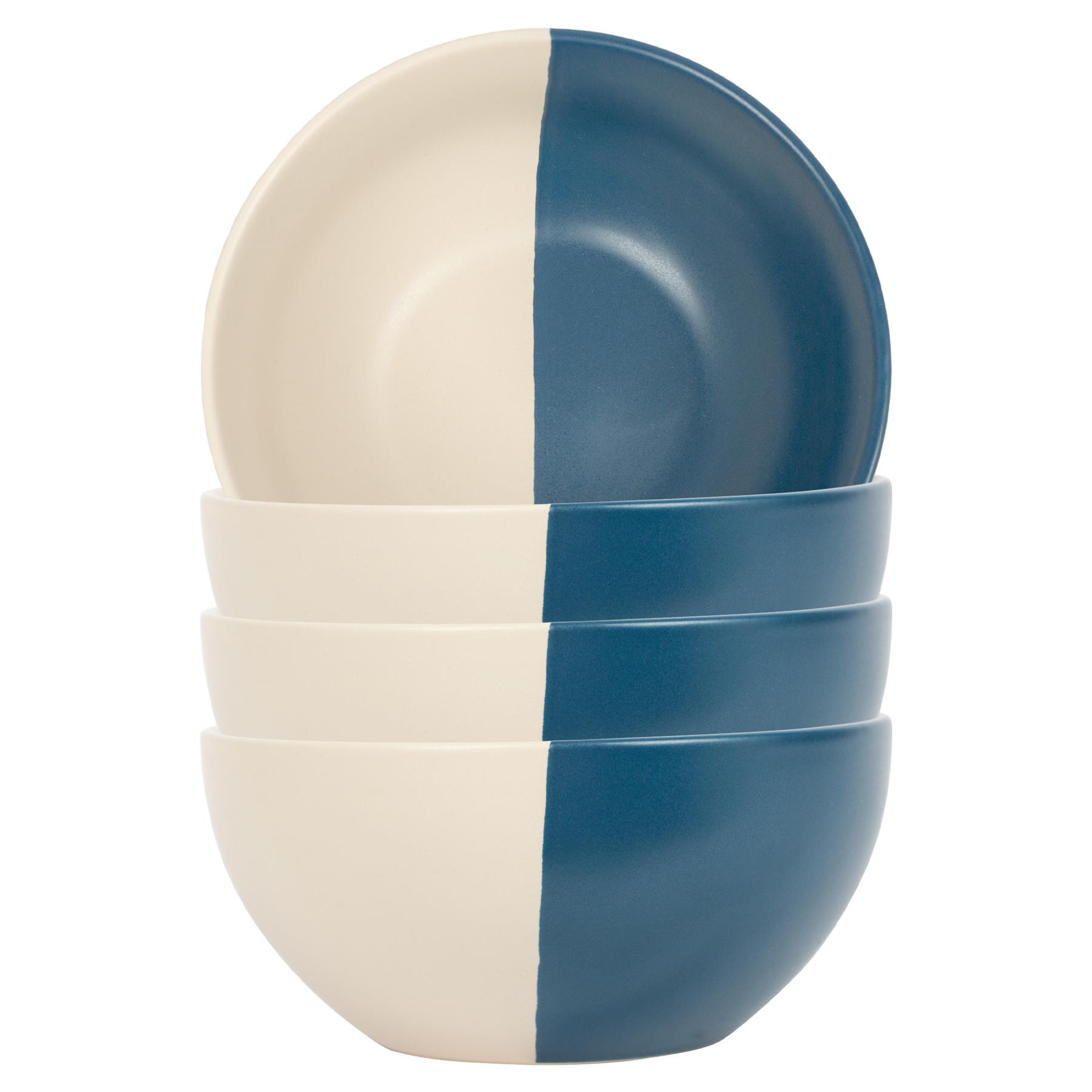 4x Marine 16,5 cm getauchtes Steinzeug Getreideschalen -Dessert -Schale Set