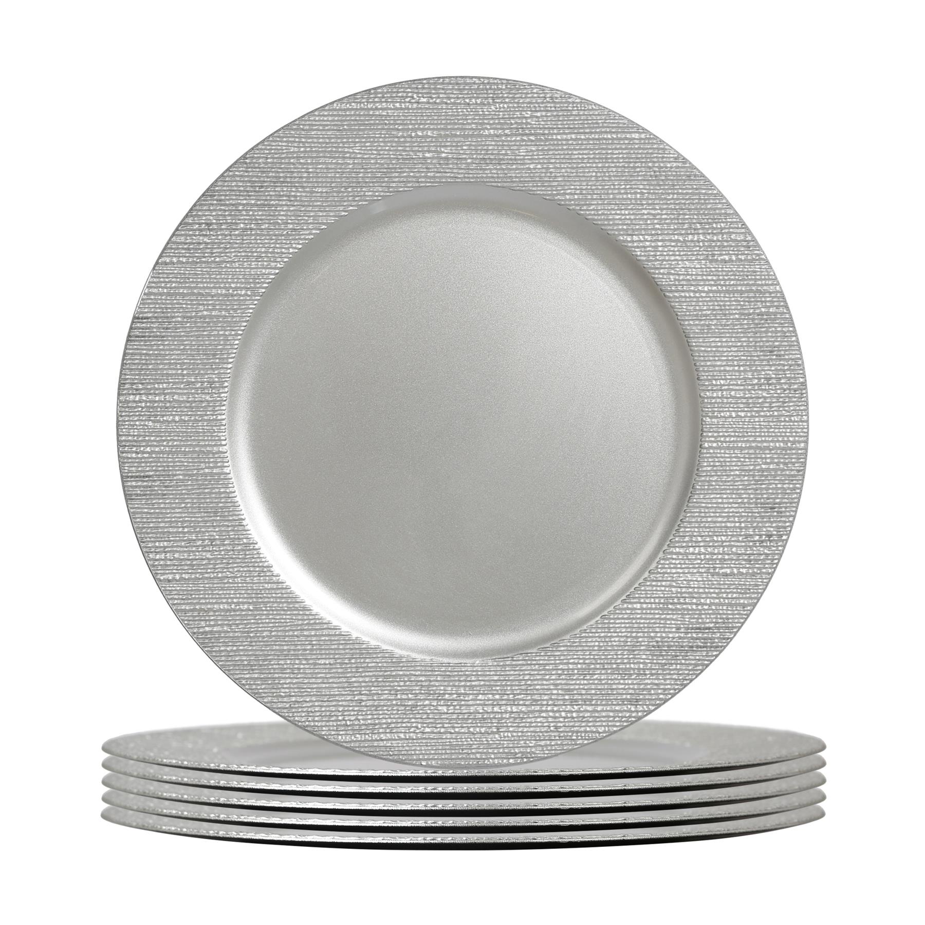 6x Platos Cargador Redondos 33cm Diseño Costilla Metálico Boda Fiesta Comedor Plato - Imagen 8 de 11