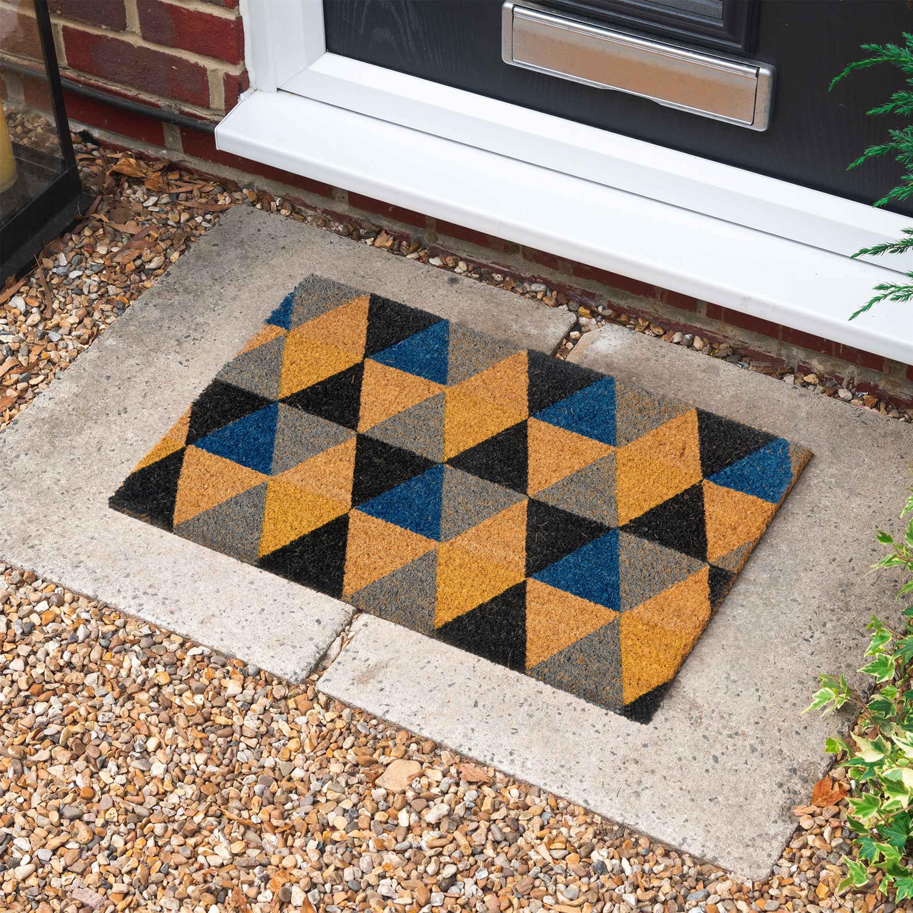 Non Slip Coir Indoor Outdoor Door Mats Doormats 60cm Triangles Grey eBay