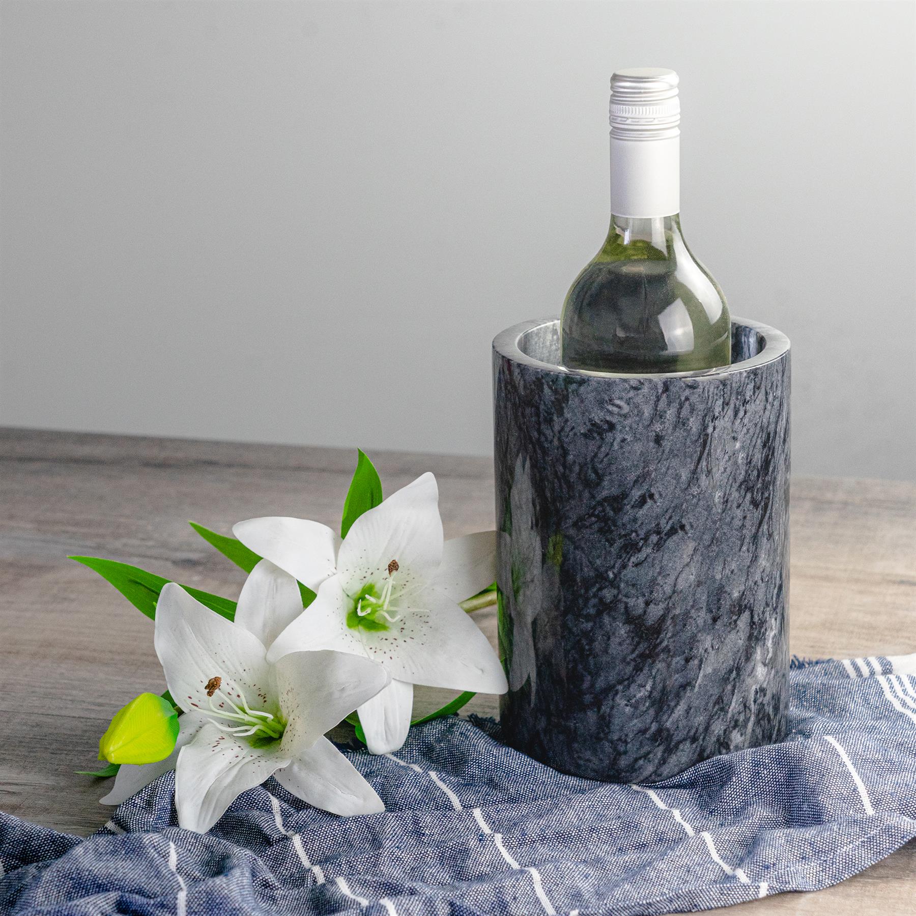 Wine Bottle Cooler Sleeve Marble Solid Stone Champagne Chiller Bucket Black eBay