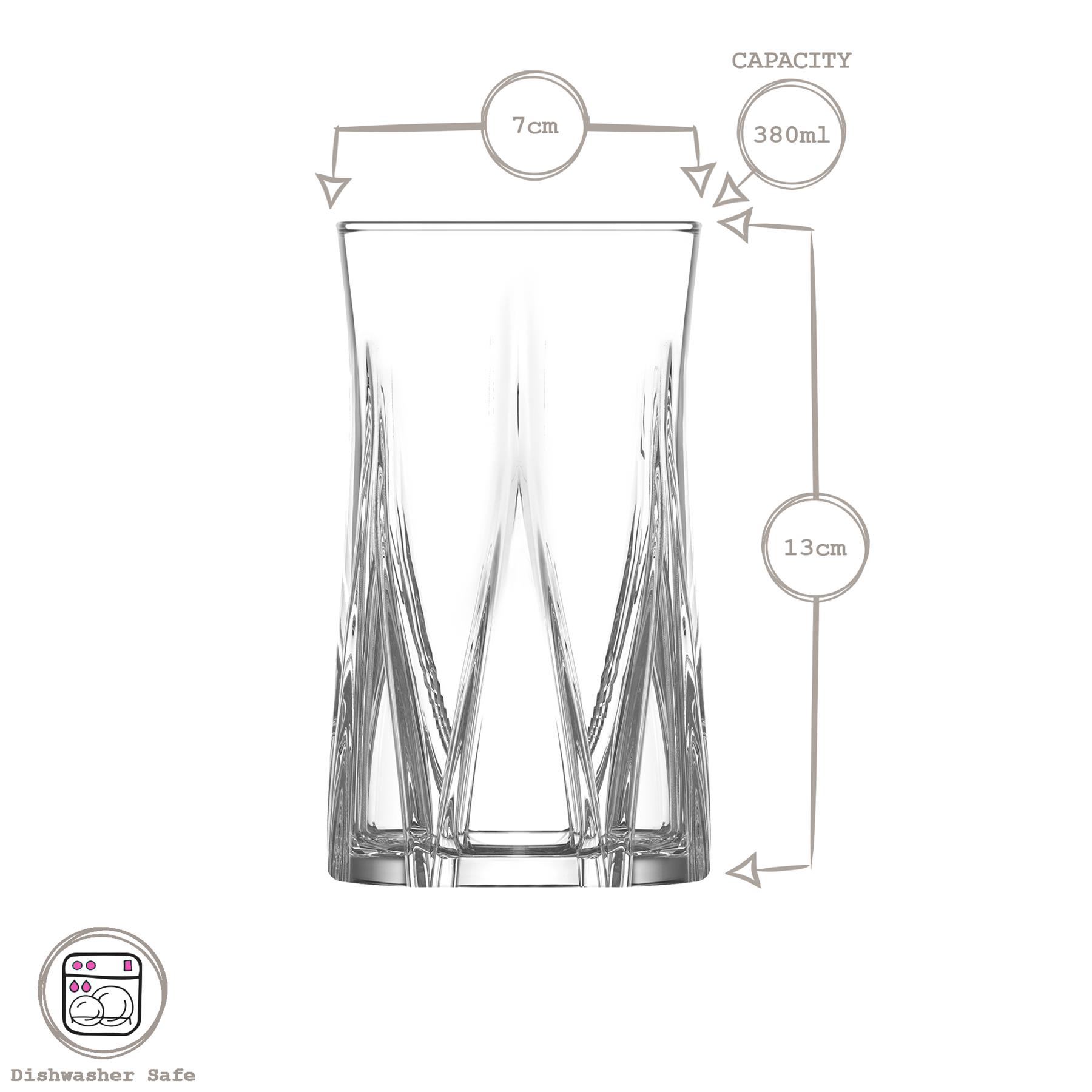 LAV 380ml Zoey Longdrinkgläser Glas Wasser Saft Cocktail Trinkbecher Set - Bild 5 von 9