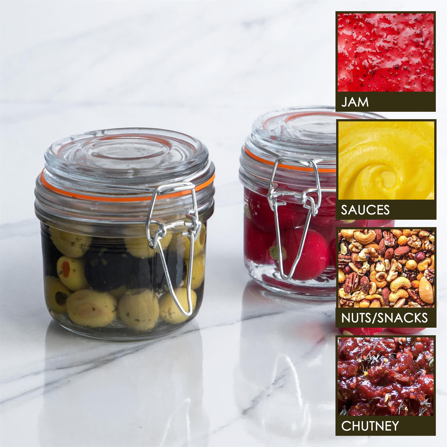 Glass Storage Jars Airtight Clip Top Lid Food Preserve Preserving Jar 200ml x6 - Picture 11 of 27