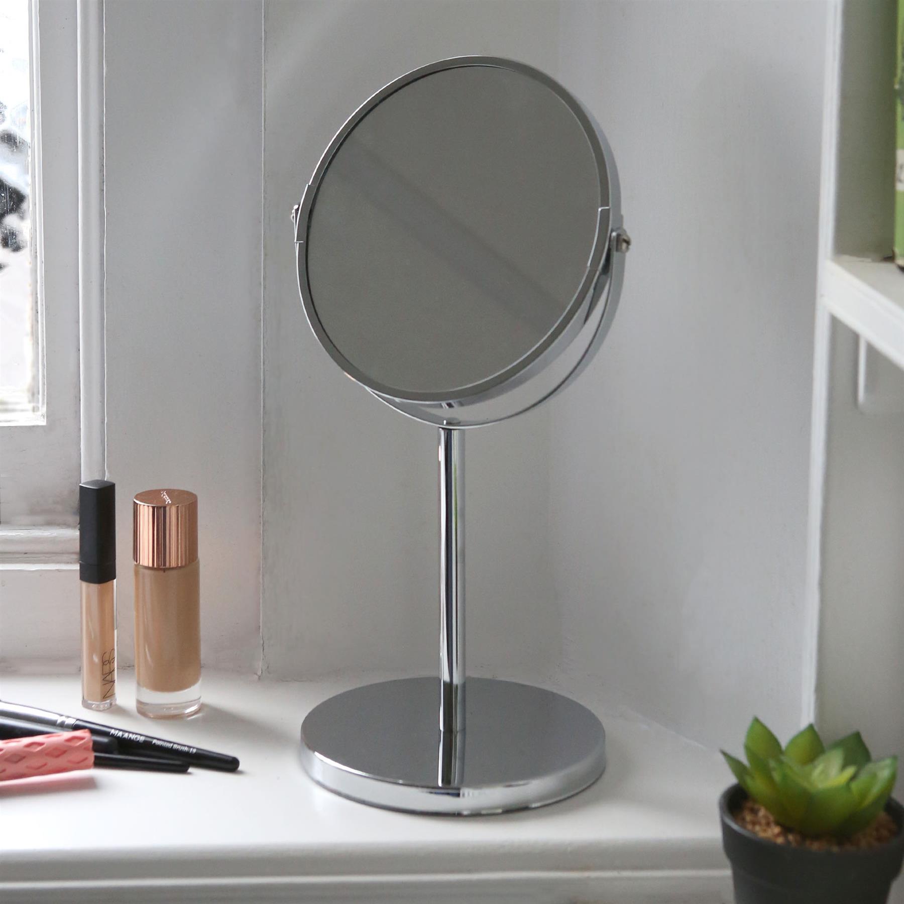 1x Pedestal Mirror 18.5cm x 34.5cm Bathroom Table Makeup Vanity Shaving - Picture 13 of 22