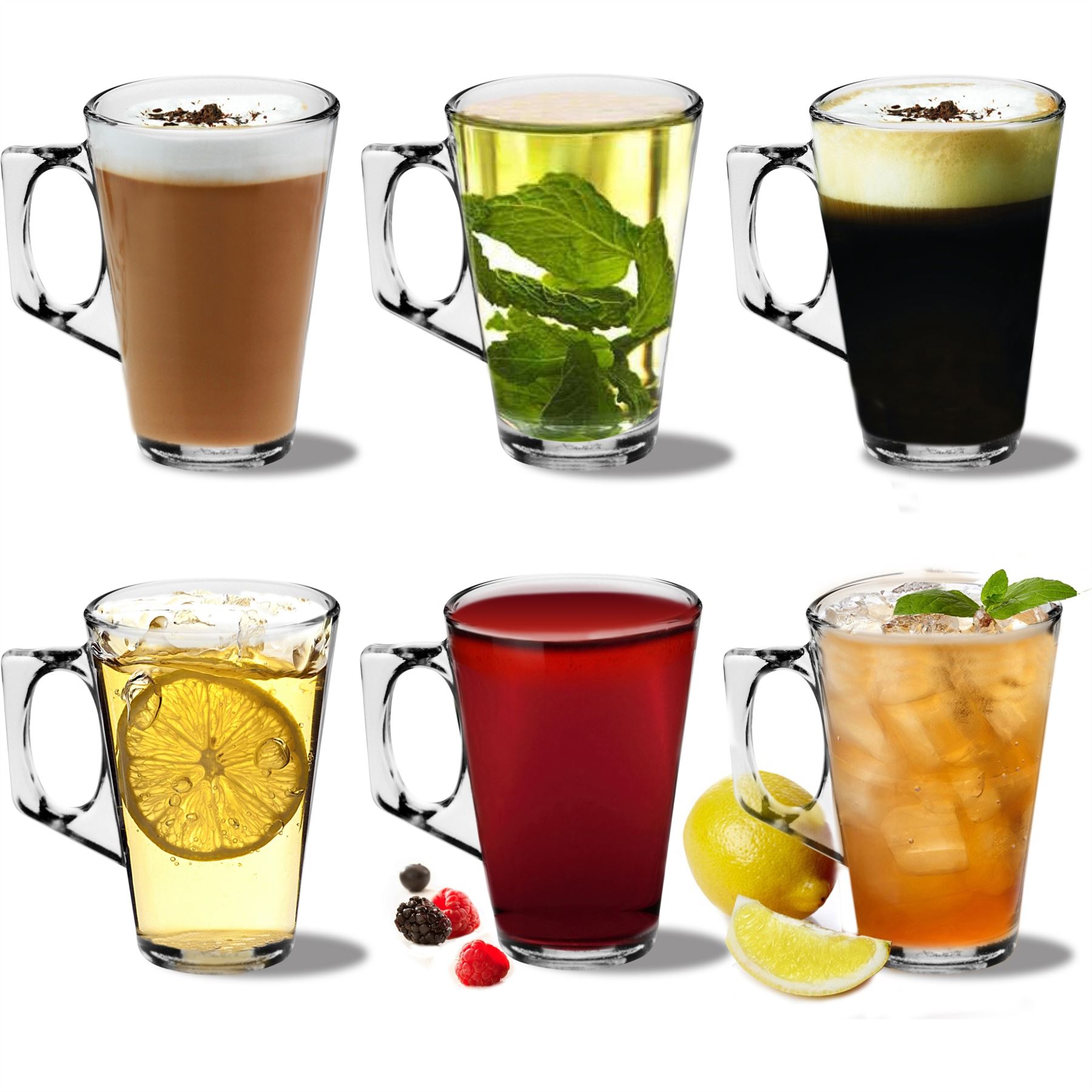 Latte Glasses Cappuccino Glass Tassimo Costa Coffee Cups Mugs 250ml