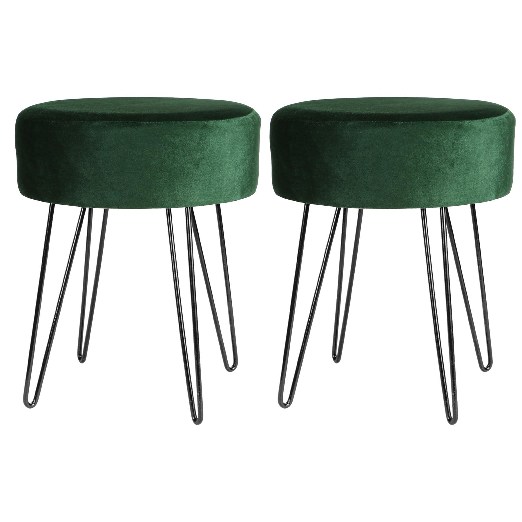 Reposapiés redondo de terciopelo taburete otomano puf asiento tocador tocador taburete - Imagen 33 de 68