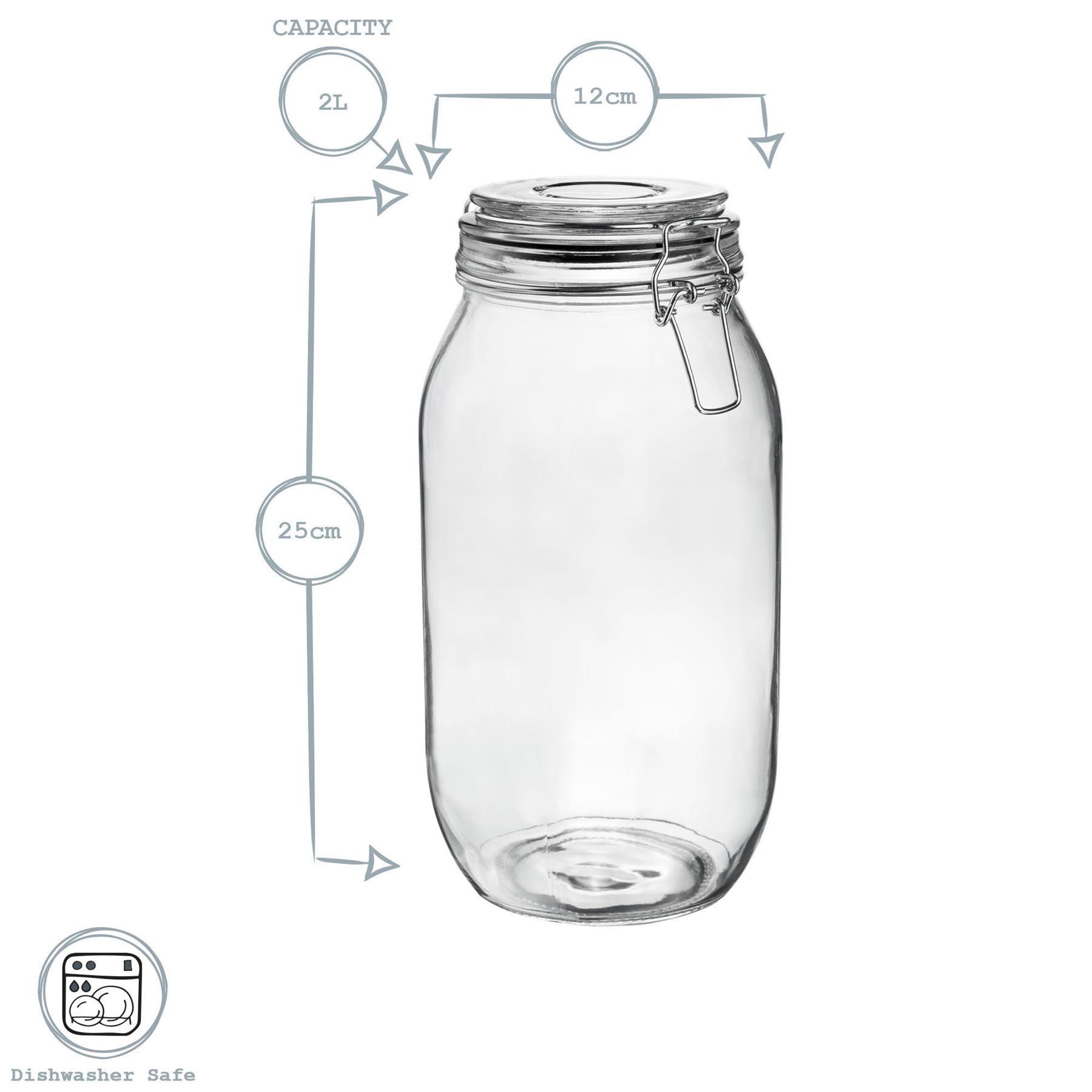 Glass Storage Jars Airtight Clip Top Lid Food Preserve Preserving Jar 2 Litre x6 - Picture 9 of 27