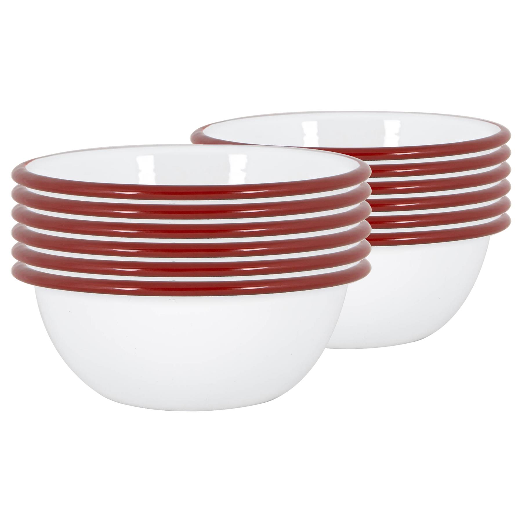 Lot De 4 Bols émaillés Blanc Argon Tableware - Métal, 16 Cm - Vintage Camping
