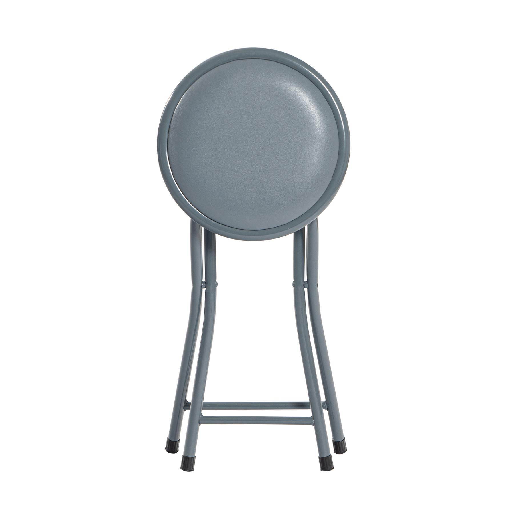 Rond pliant rembourré Tabouret Bureau Cuisine Tabourets Cadre en métal gris x2