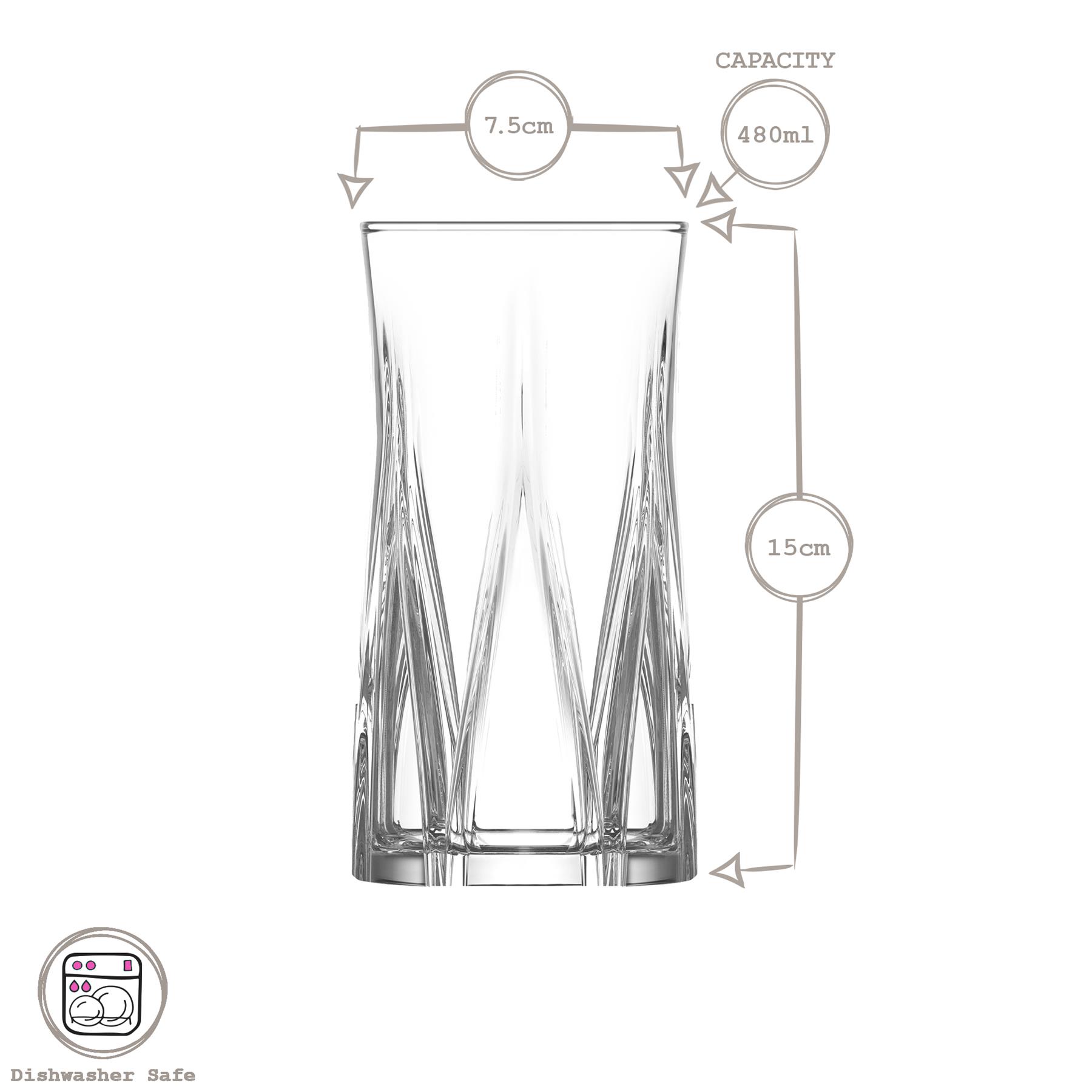 LAV 380ml Zoey Longdrinkgläser Glas Wasser Saft Cocktail Trinkbecher Set - Bild 8 von 9