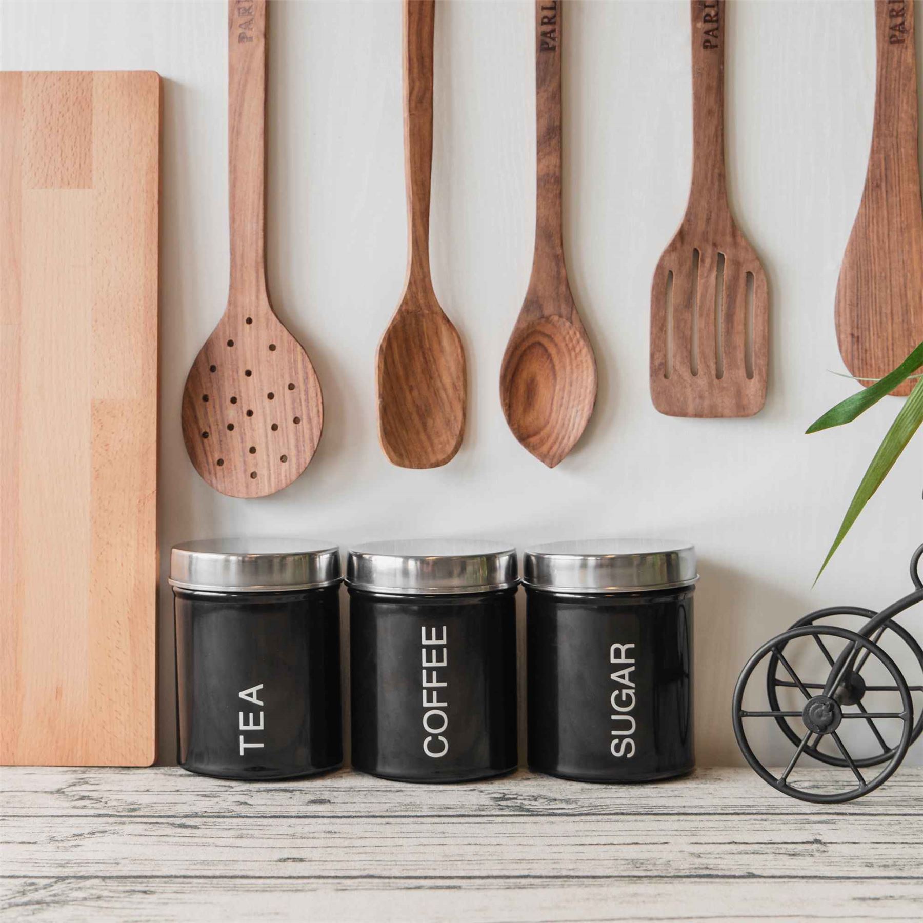 Coffee Storage Canister Kitchen Canisters Jars Pots Jar Container Metal Black 5055512096114 eBay