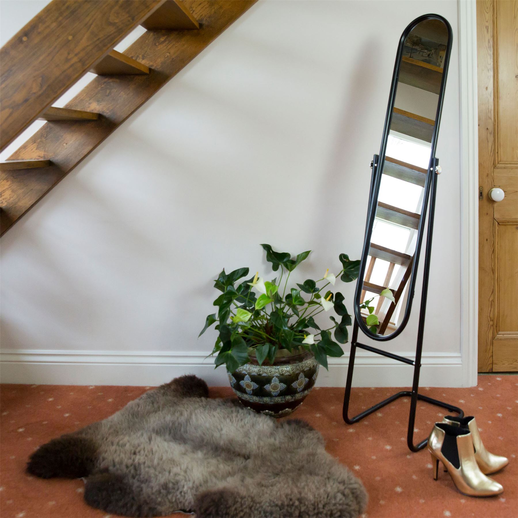 Floor Standing Full Length Tilting Dressing Floor Oval Bedroom Mirror