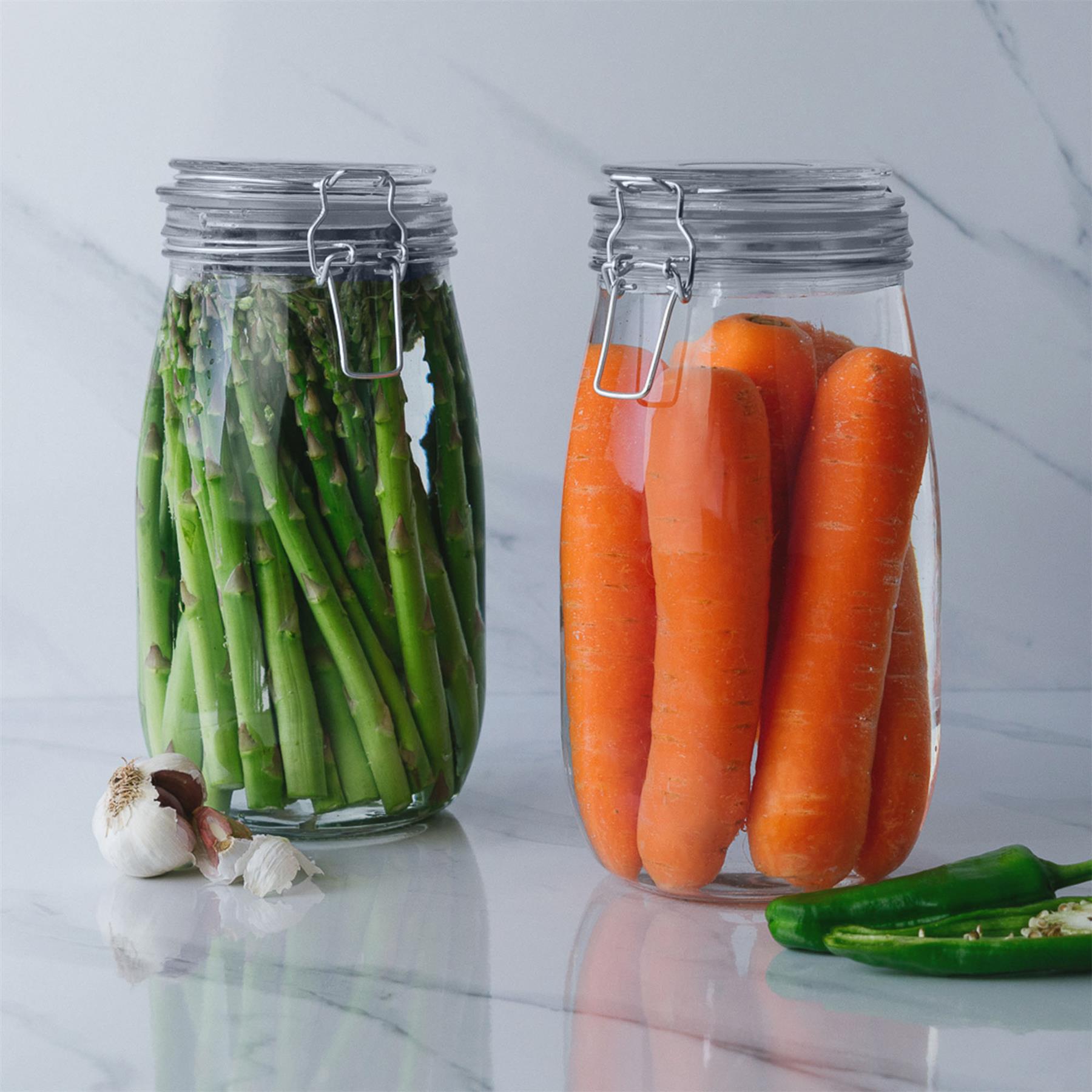 Glass Storage Jars Airtight Clip Top Lid Food Preserve Preserving Jar 1.5L x3 - Picture 26 of 27