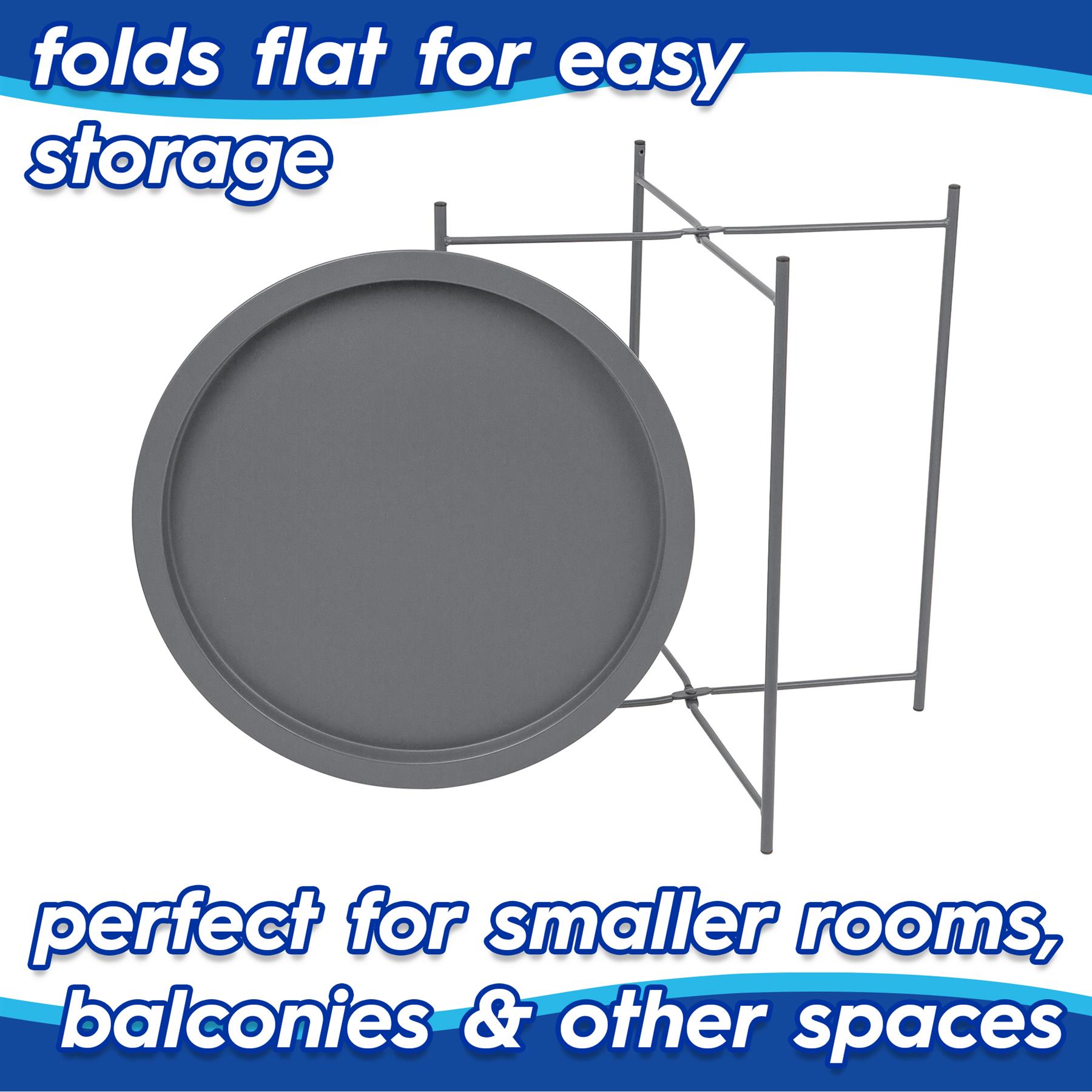 Matt Round Steel Tray Table Foldable Living Room Sofa Side End Coffee Tables - Picture 6 of 35