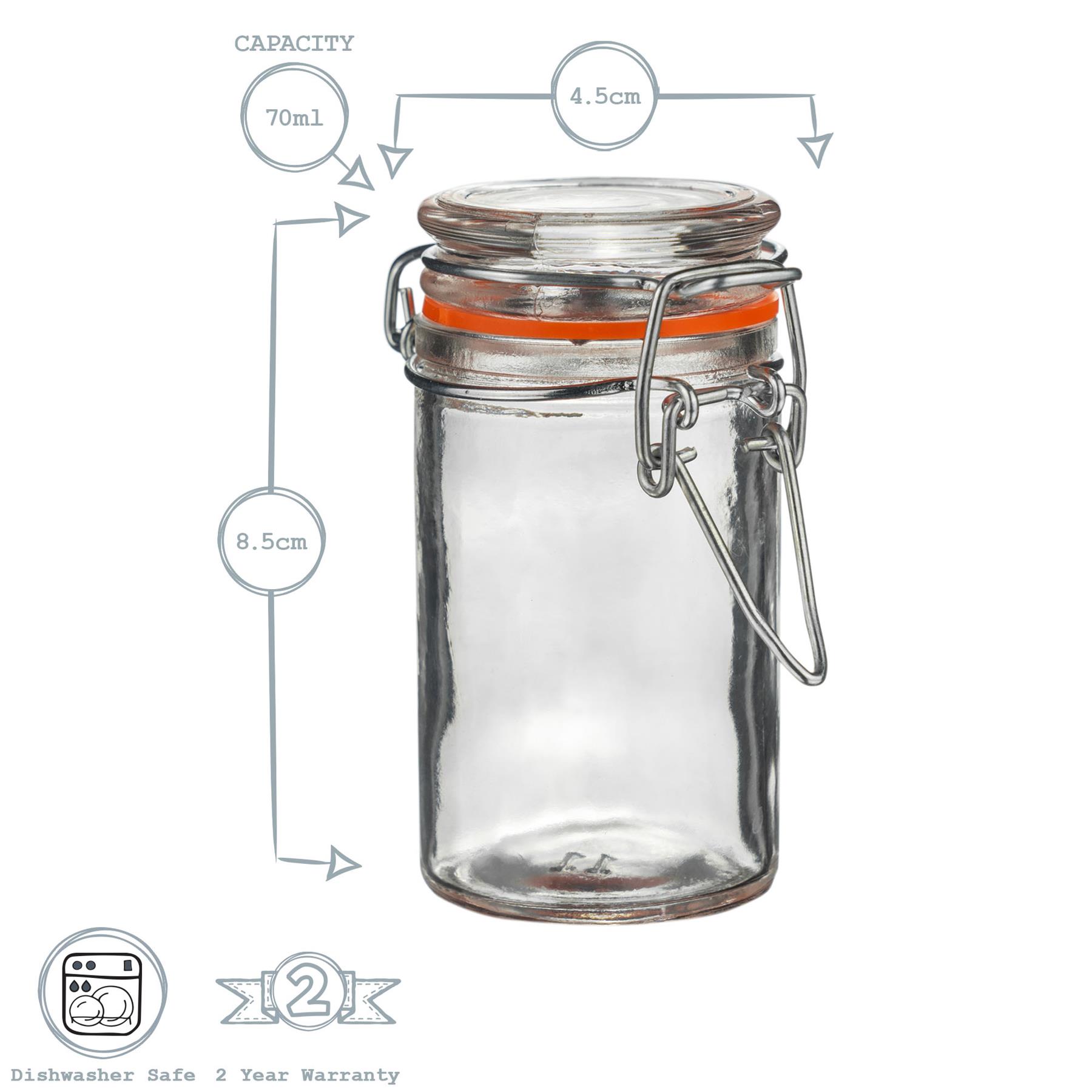 Glass Storage Jars Airtight Clip Top Lid Food Preserve Preserving Jar 70ml x3 - Picture 16 of 27