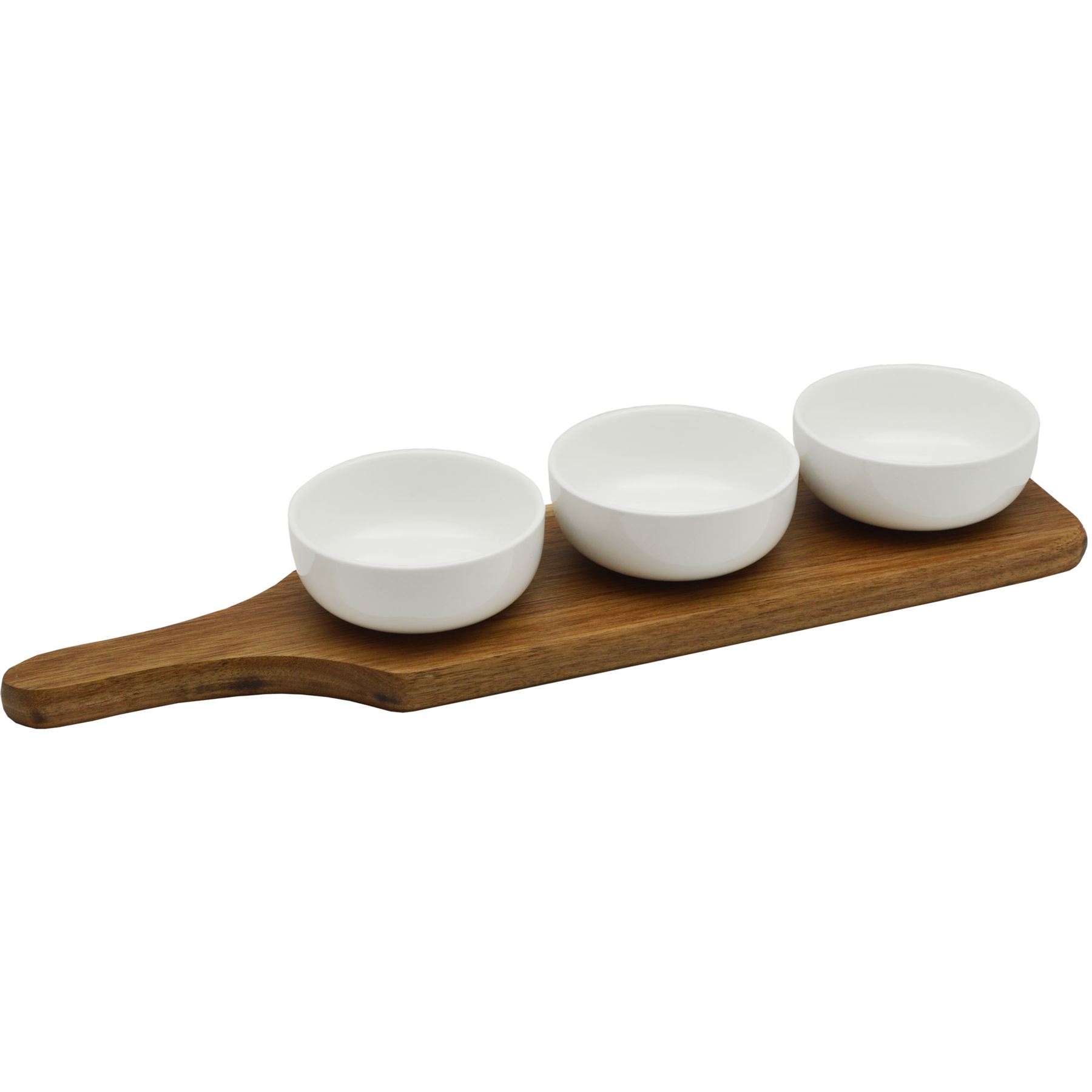 Set Of 3 Dipping / Snack / Tapas Serving Bowls Dishes Wooden Serving