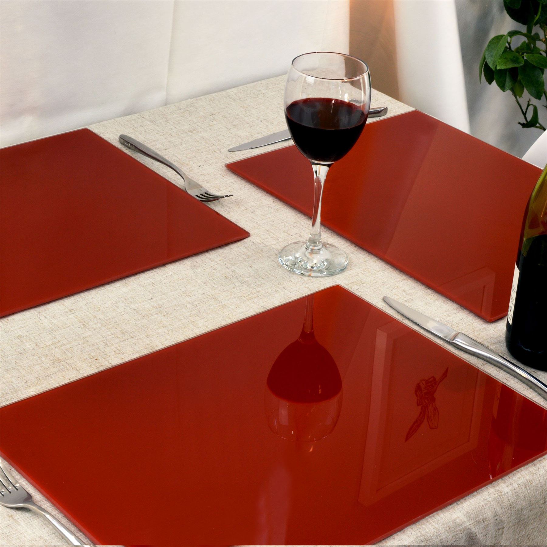 6x Rectangle Glass Placemats 40cm x 30cm Dining Dinner Table Mats Set - Picture 30 of 38