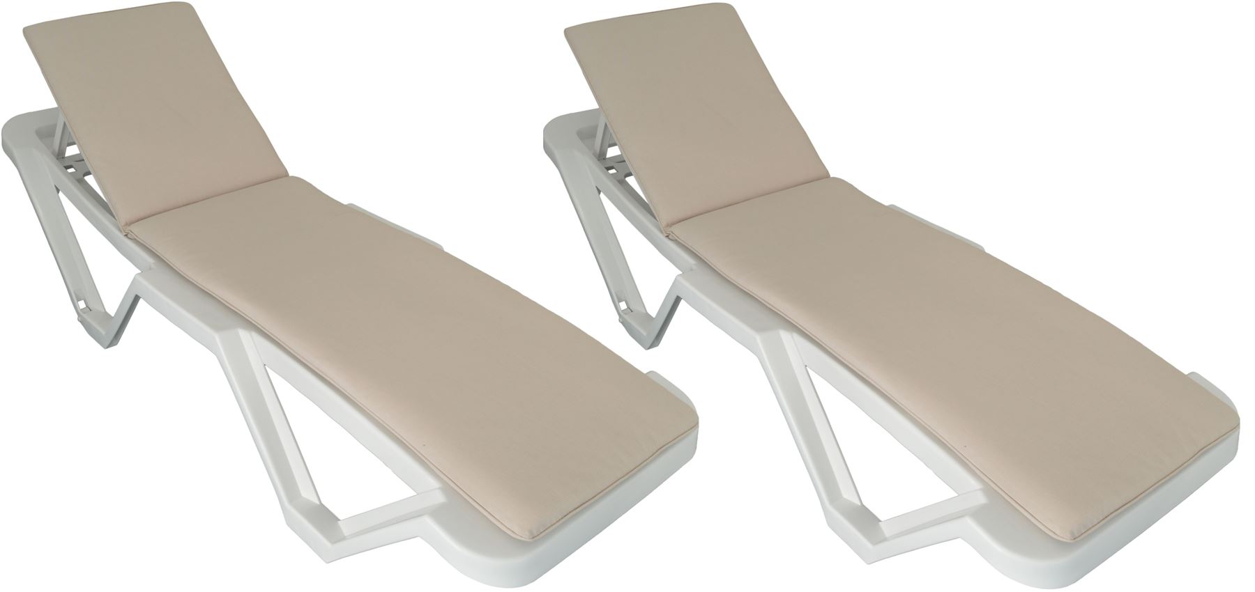 Beige Sun Lounger Cushion Pad. Padded Cushion For Sunlounger Garden