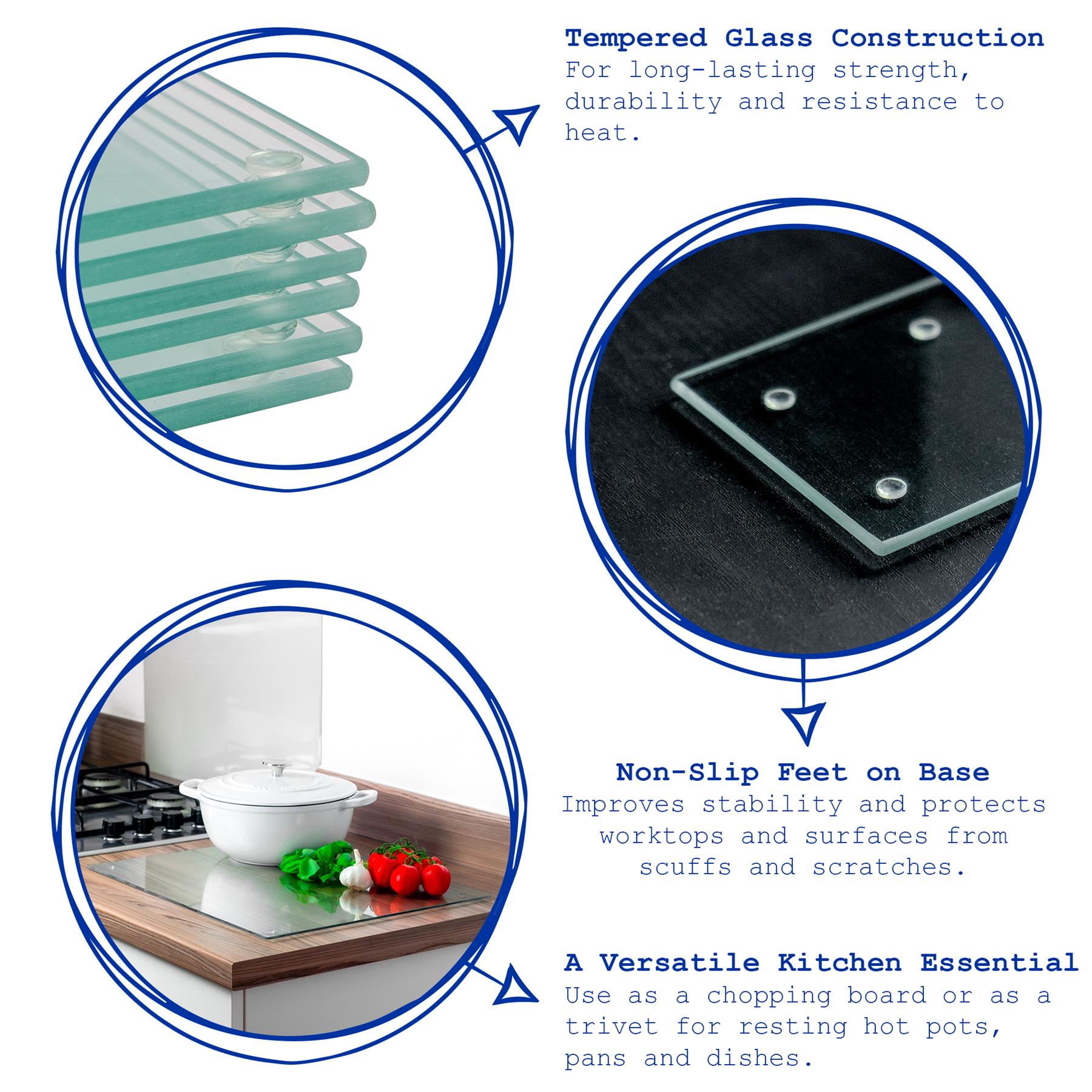 Rectangle Glass Chopping Board 50cm x 40cm Kitchen Worktop Saver - Picture 4 of 34