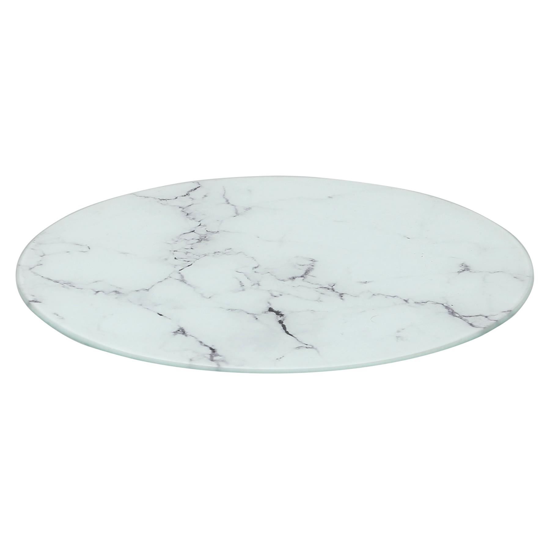 Round Glass Chopping Board 30cm Marble Non-Slip Kitchen Worktop Saver - Picture 9 of 14
