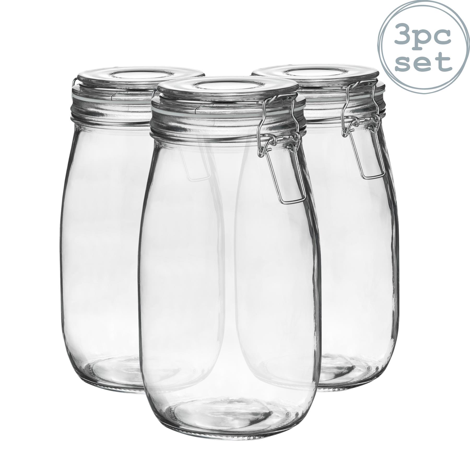 Glass Storage Jars Airtight Clip Top Lid Food Preserve Preserving Jar 1.5L x3 - Picture 21 of 27