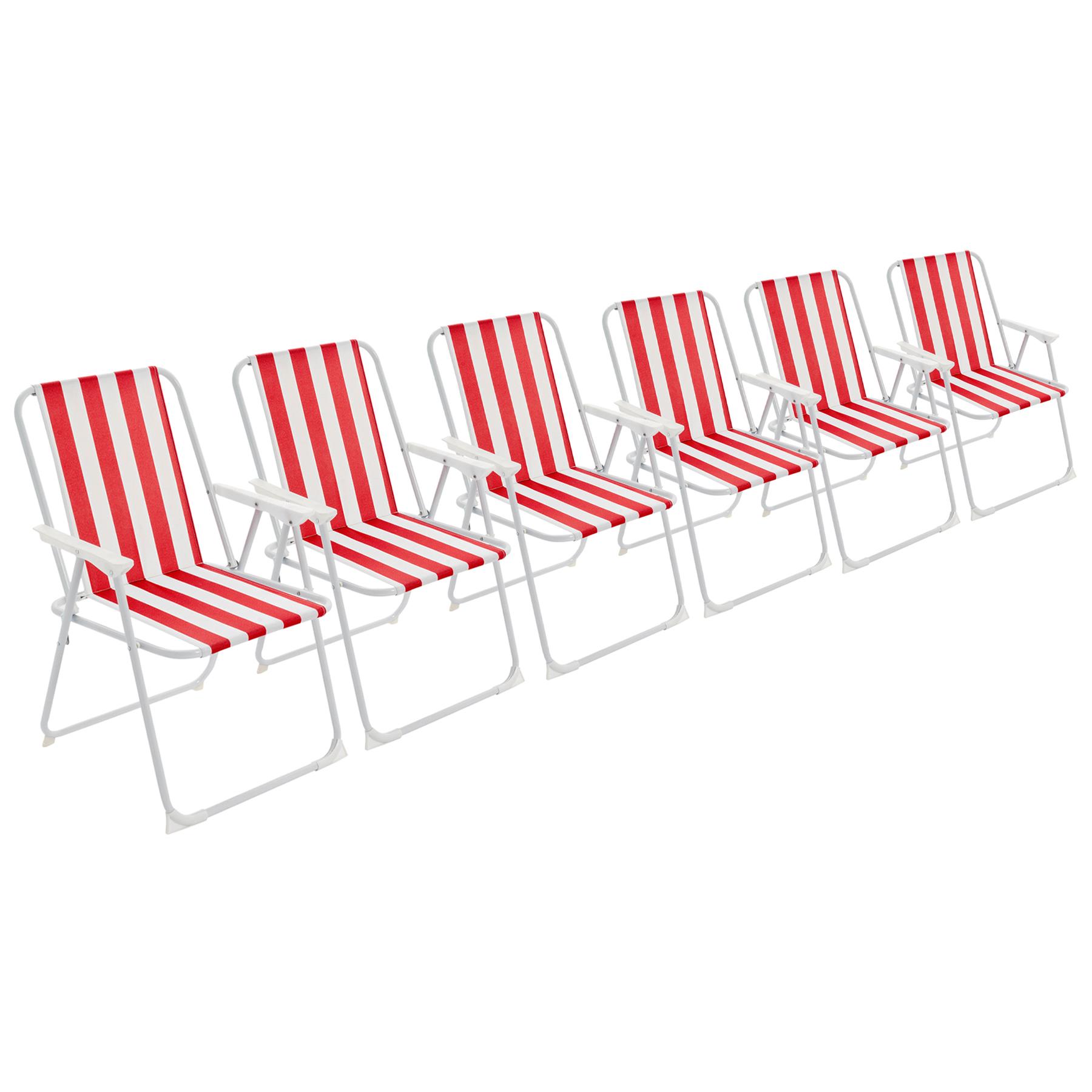 6x Sillas de Playa Plegables de Metal Exterior Camping Picnic Sillón Asiento de Lona - Imagen 21 de 25