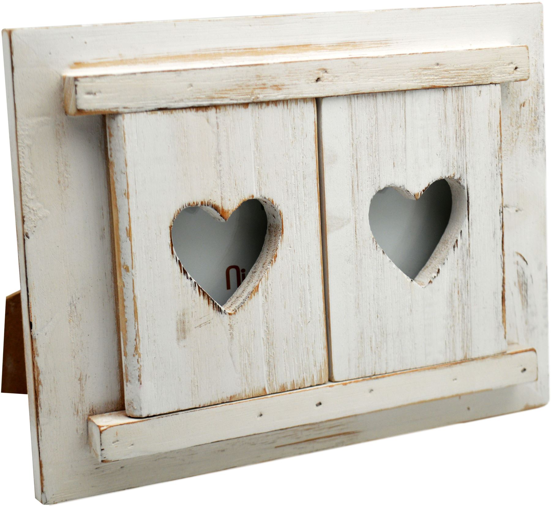 White Wooden Shabby Chic Driftwood Hearts Freestanding Picture Frame