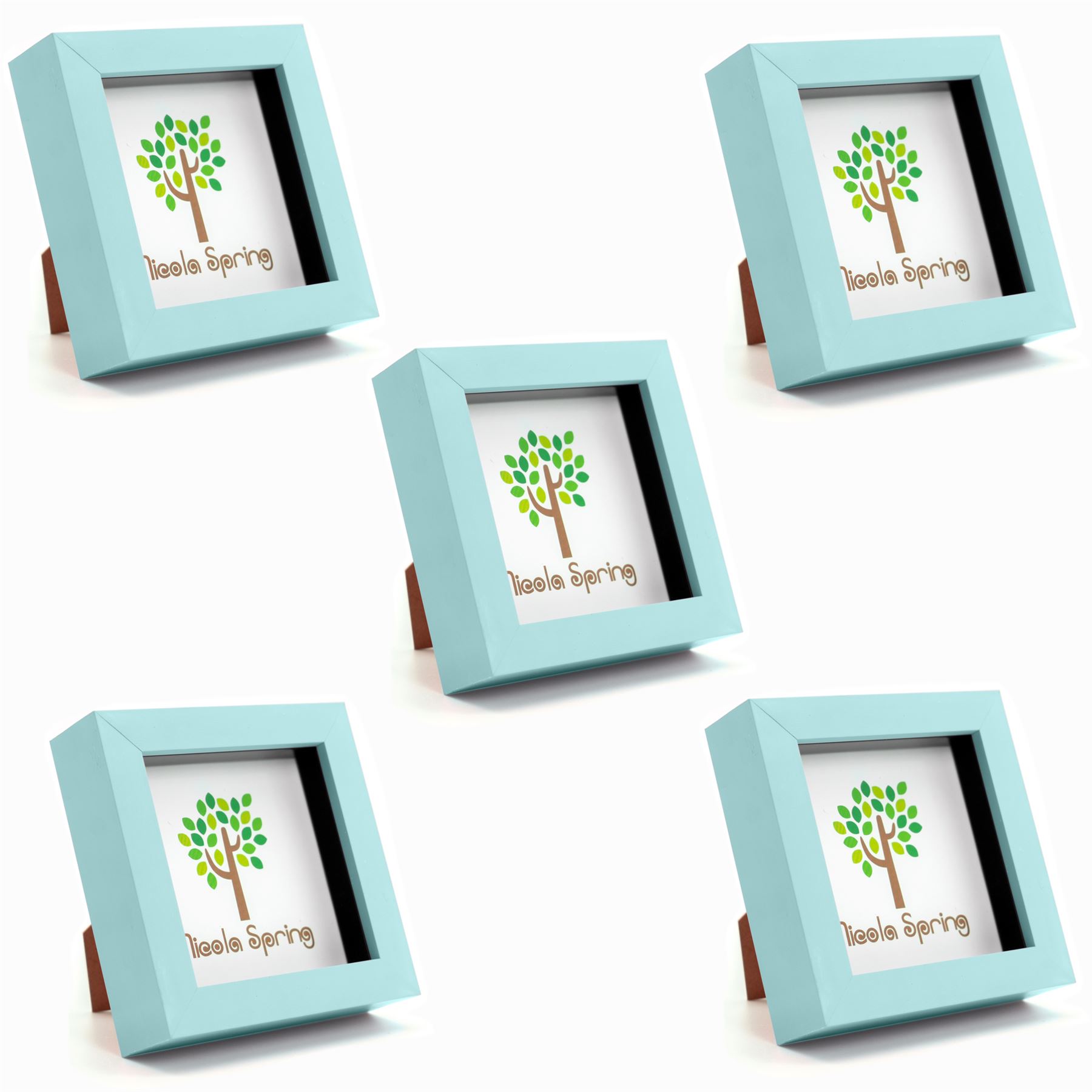 Box Picture Frame Deep 3D Photo Display 4x4 Inch Standing Hanging Blue