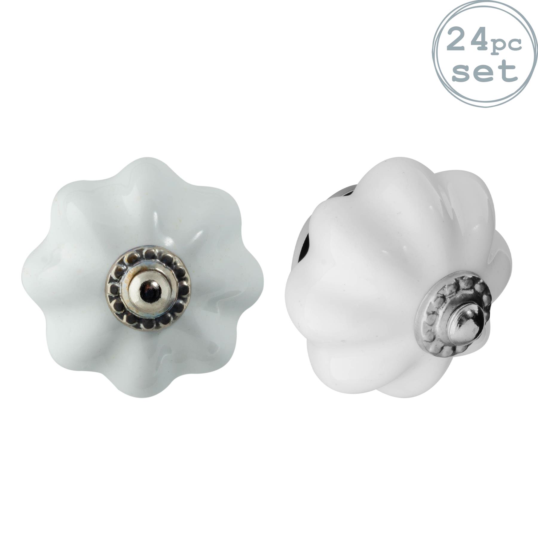 Dark Blue Vintage Flower x12 Ceramic Door Knobs Cabinet Drawer Handle Set