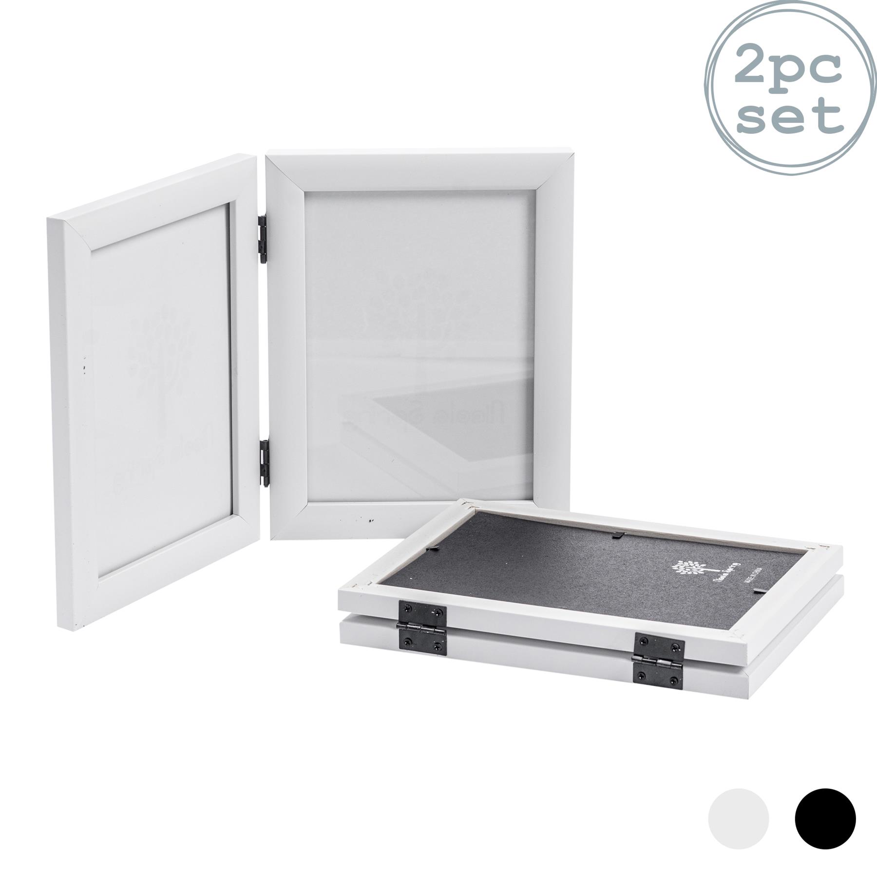 Double Photo Frame Picture Frames Folding Standing Hinged White 5x7