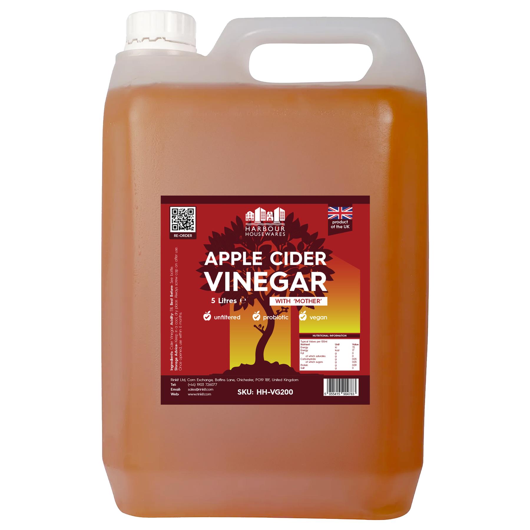Apple Cider Vinegar with The Mother 5L Raw Unfiltered Live ACV - 5% Acidity - Picture 2 of 10