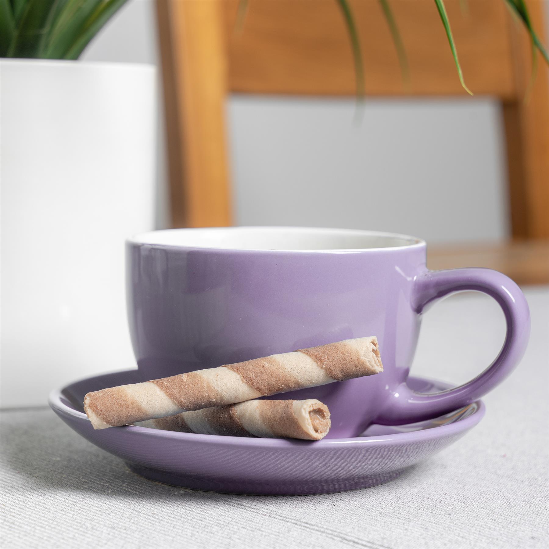 Coloured Cappuccino Cup Saucer Porcelain Tea Coffee Mug 250ml - Photo 26 sur 43