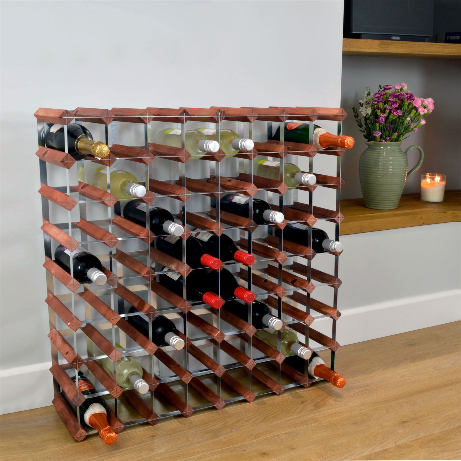 72 Bottle Traditional Wooden Wine Bottle Storage Rack Assembled