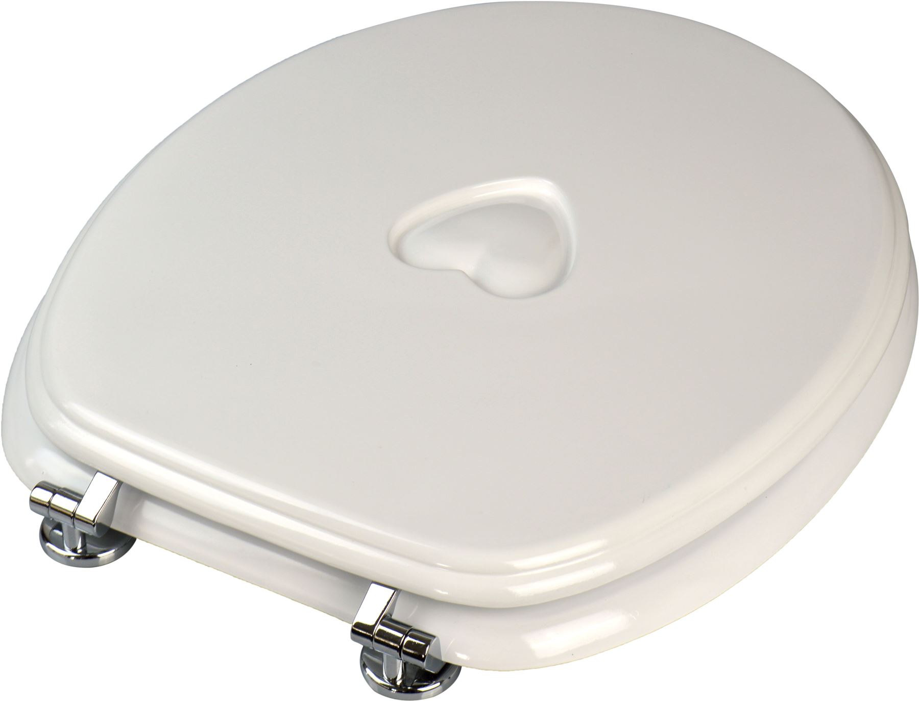White Wooden Bathroom Toilet Seat. Heart Design. Fixings Included eBay