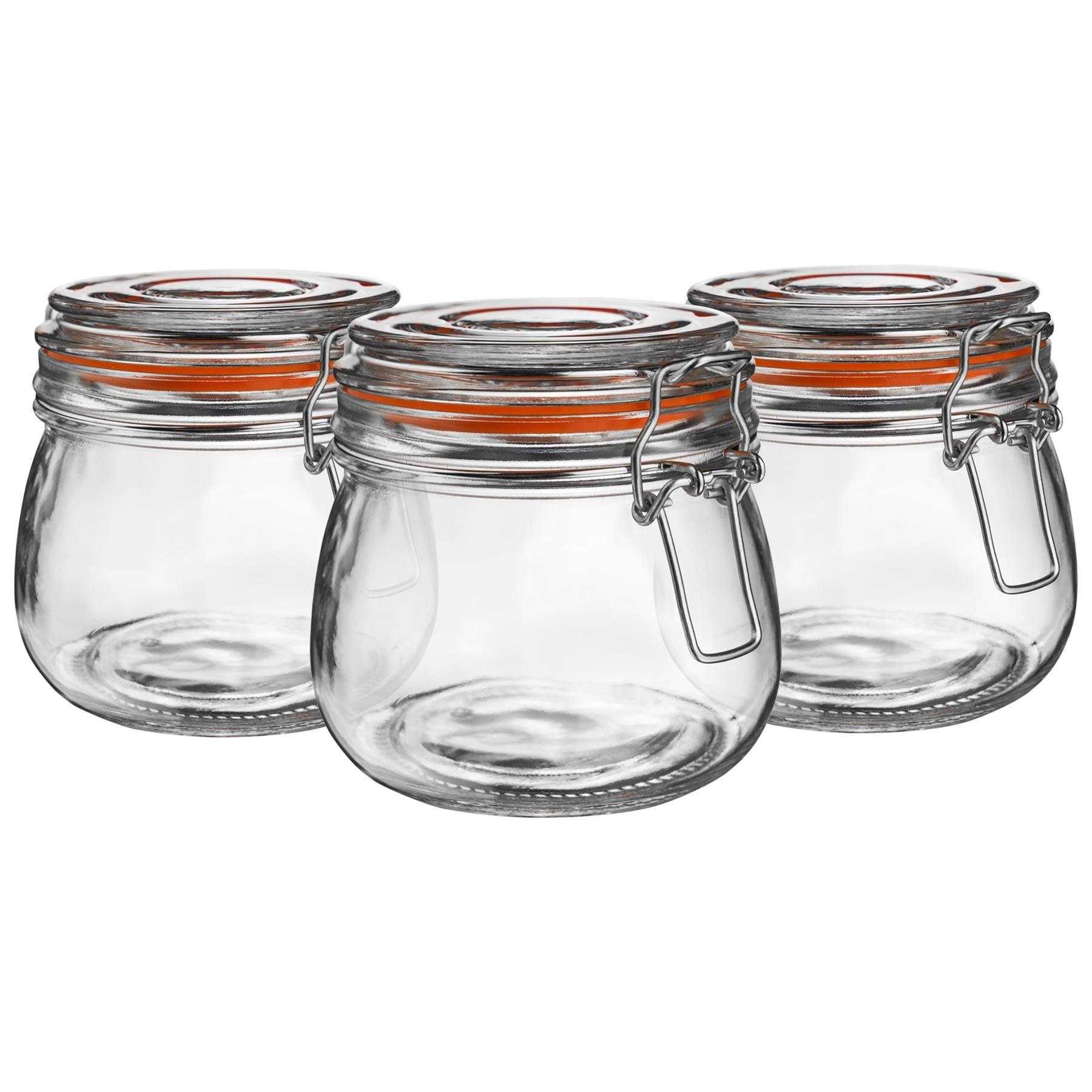 Glass Storage Jars Airtight Clip Top Lid Food Preserve Preserving Jar 500ml x3 - Picture 14 of 27