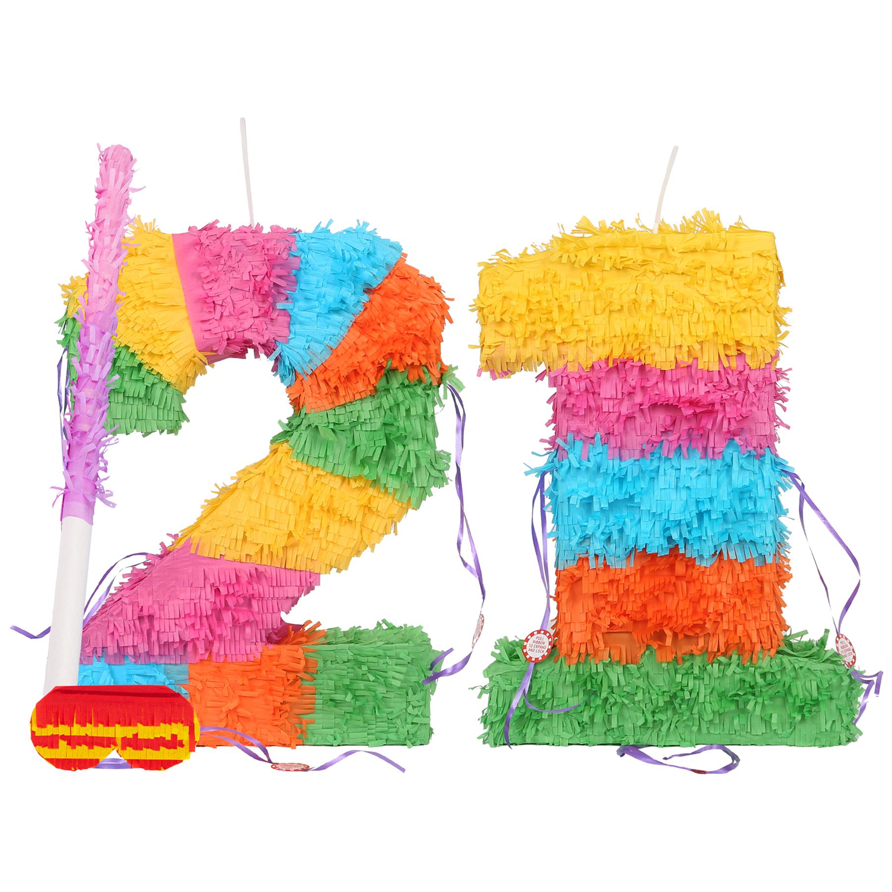 Party Pinatas Set with Stick & Blindfold Pink Stick Birthday Party Game - Picture 88 of 148