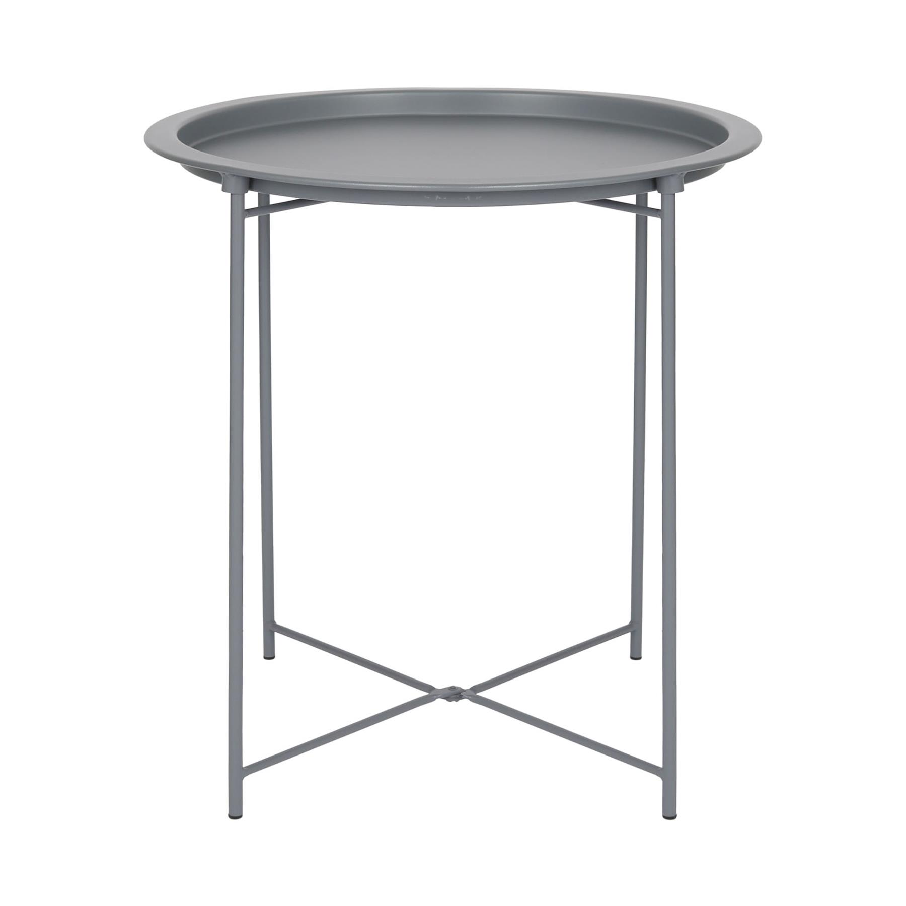 Matt Round Steel Tray Table Foldable Living Room Sofa Side End Coffee Tables - Picture 12 of 35