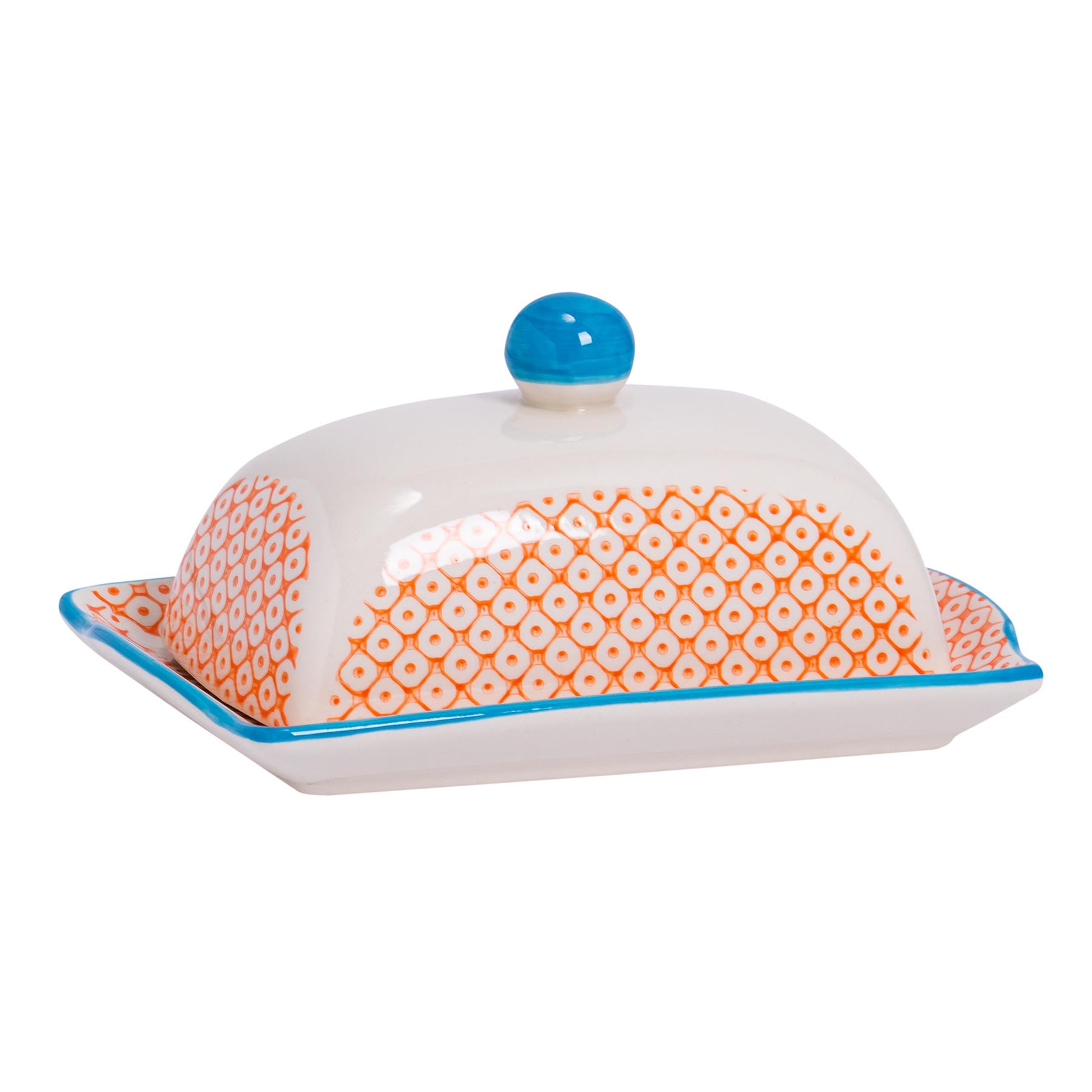 Cocina De Porcelana Con Dibujo Mantequillera Con Tapa Ceramic Butter Dish in Retro Red and Black by