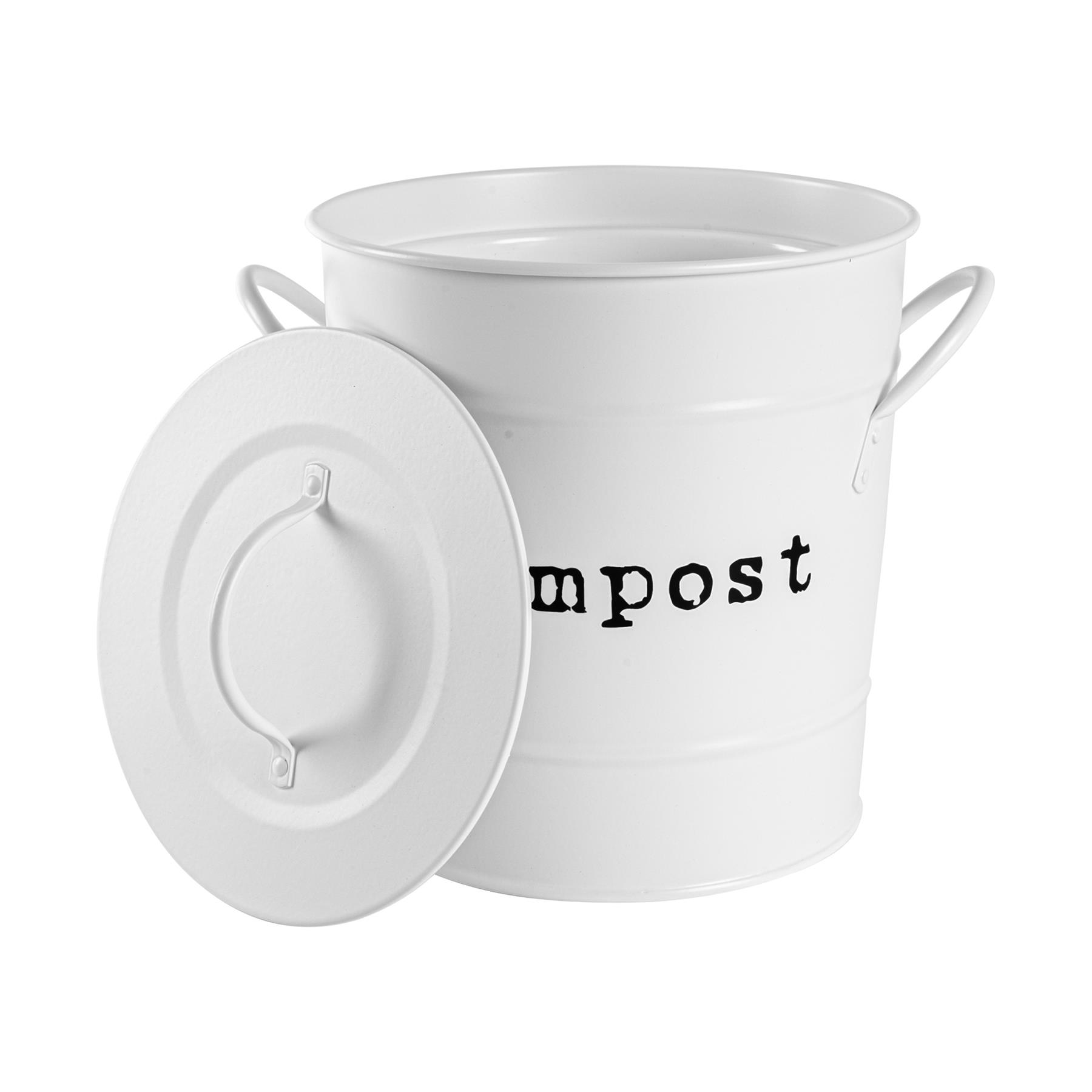 Kitchen Compost Bin Bucket Steel Waste Pail with Lid Plastic Inner