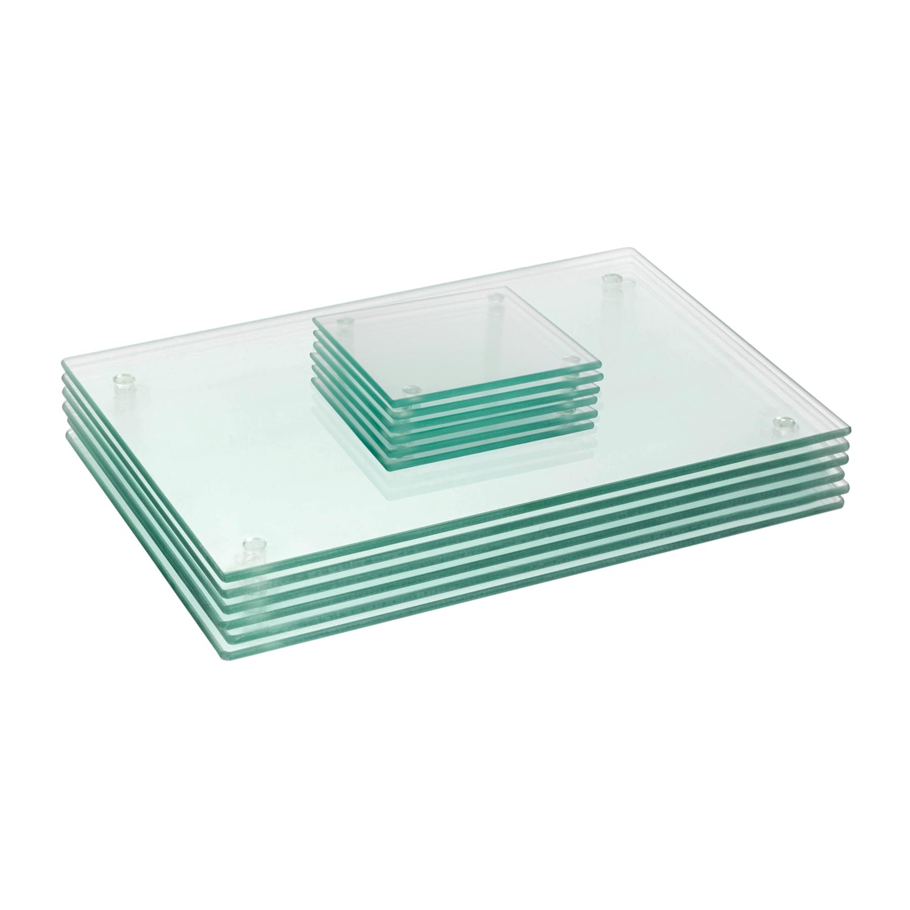 12pc Glass Placemats & Square Coasters Set Table Place Mats Set 30cm x 20cm - Picture 9 of 26